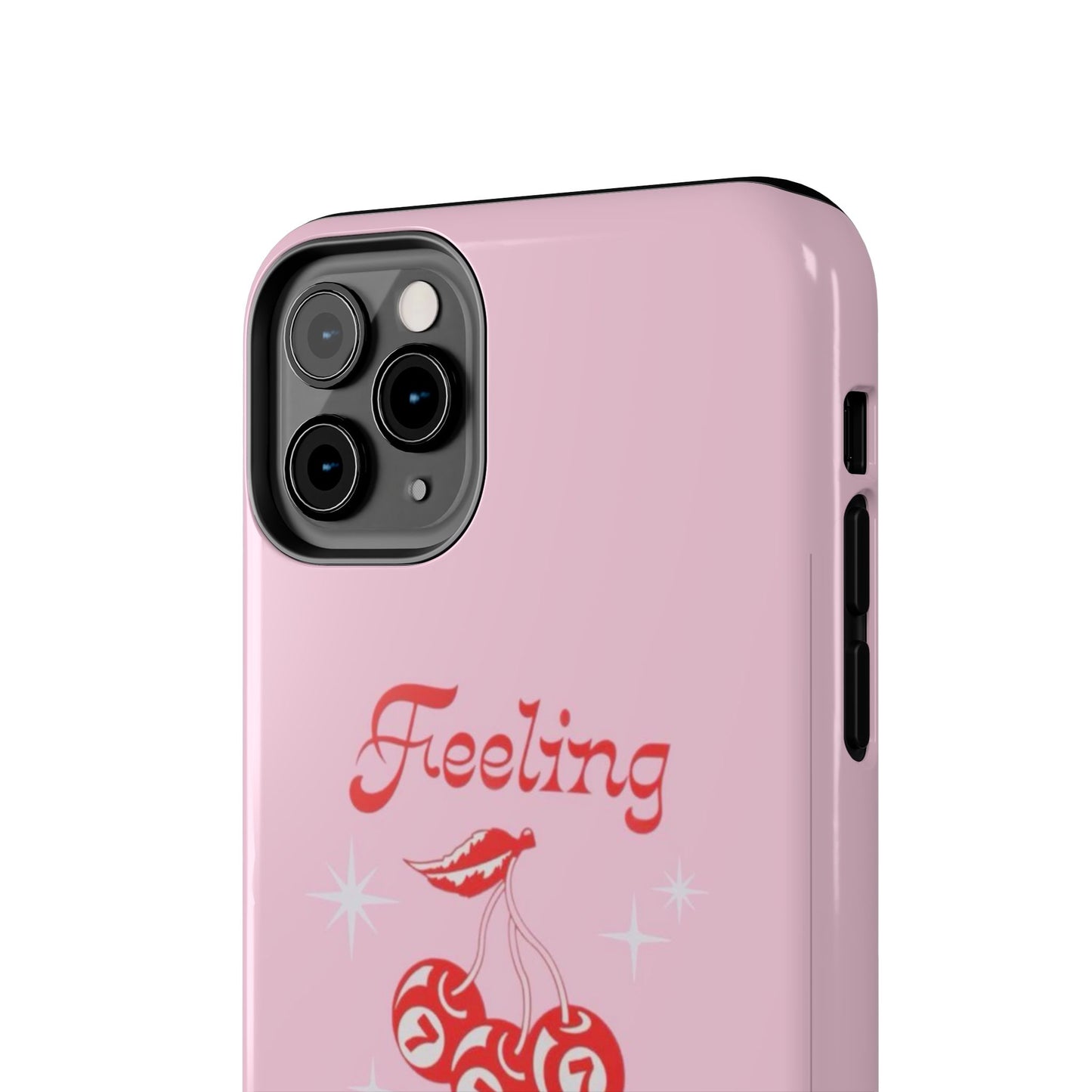 Feeling Lucky Pink Aesthetic Glossy Phone Case, Affirmations