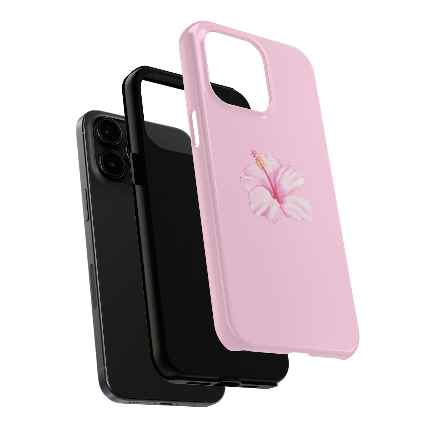 Hibiscus Flower Phone Case, Pink, Tropical, Hawaiin, Clean Girl Aesthetic, Preppy, Glossy Phone Case