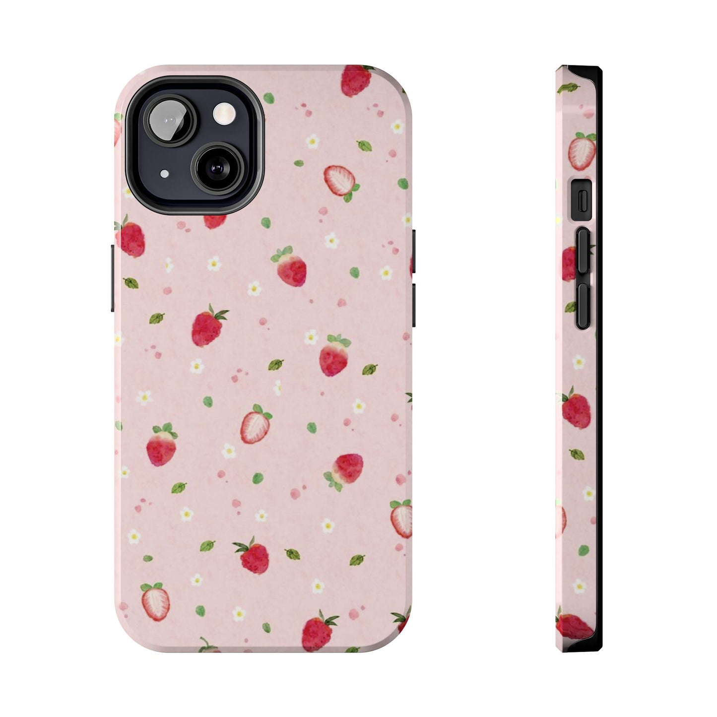 Strawberry Coquette Phone Case, Pink, Farmcore, Garden, Fairy, Spring Vibes, Fruit, Cute, Clean Girl, Glossy Phone Case