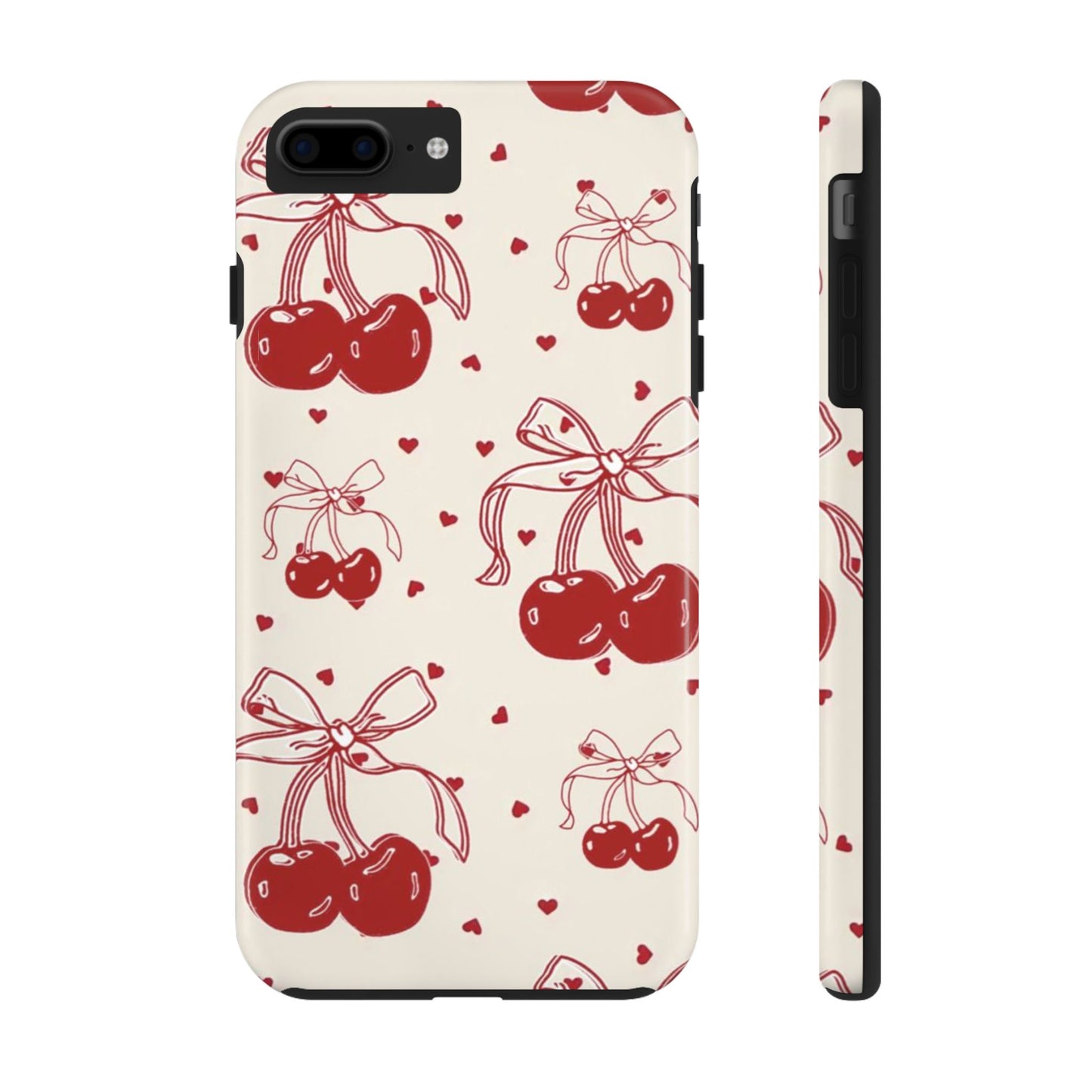Red Cherry Pattern Fashion Aesthetic Glossy Phone Case