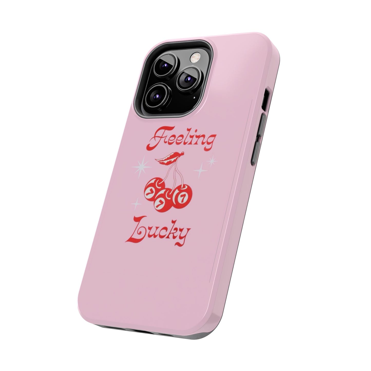Feeling Lucky Pink Aesthetic Glossy Phone Case, Affirmations