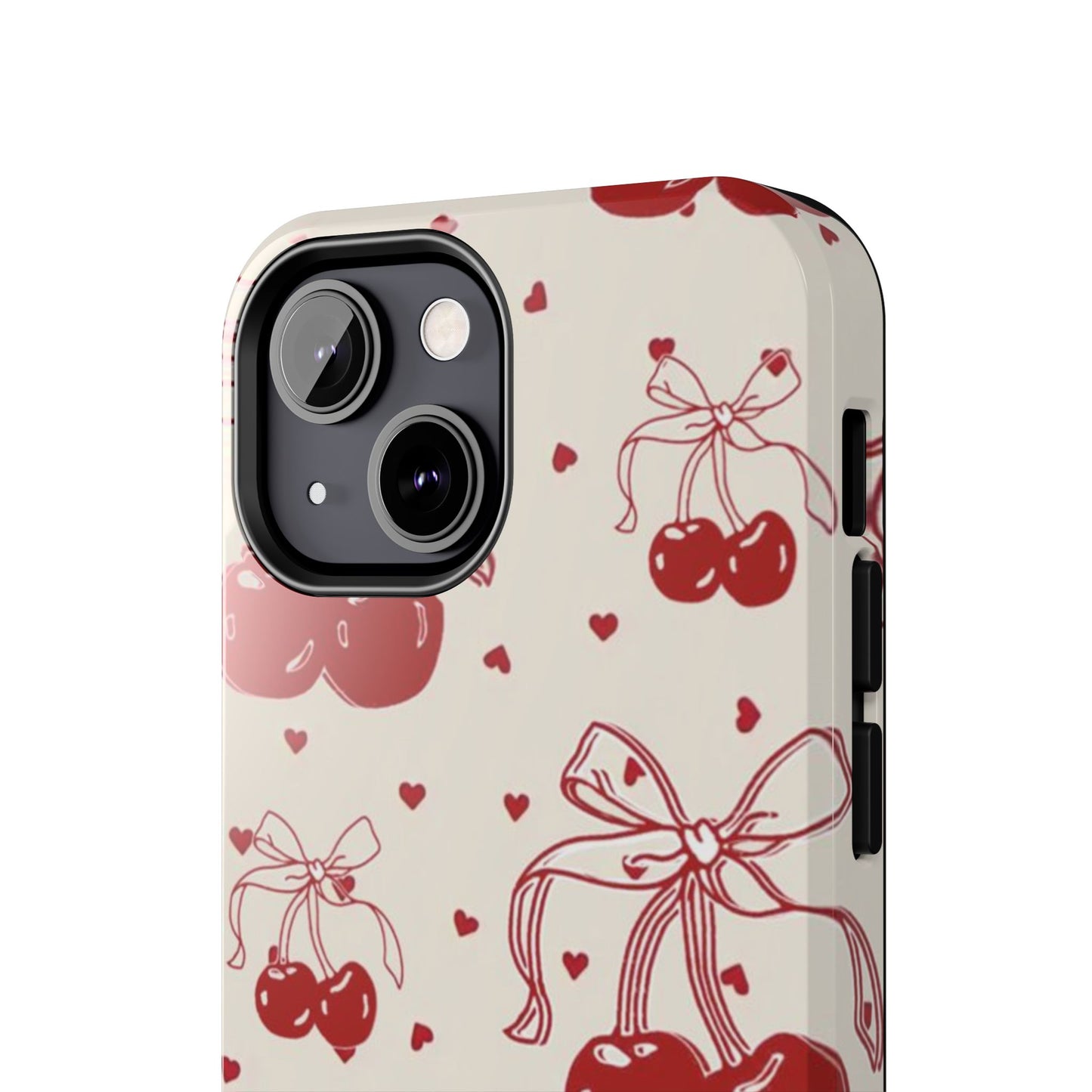 Red Cherry Pattern Fashion Aesthetic Glossy Phone Case
