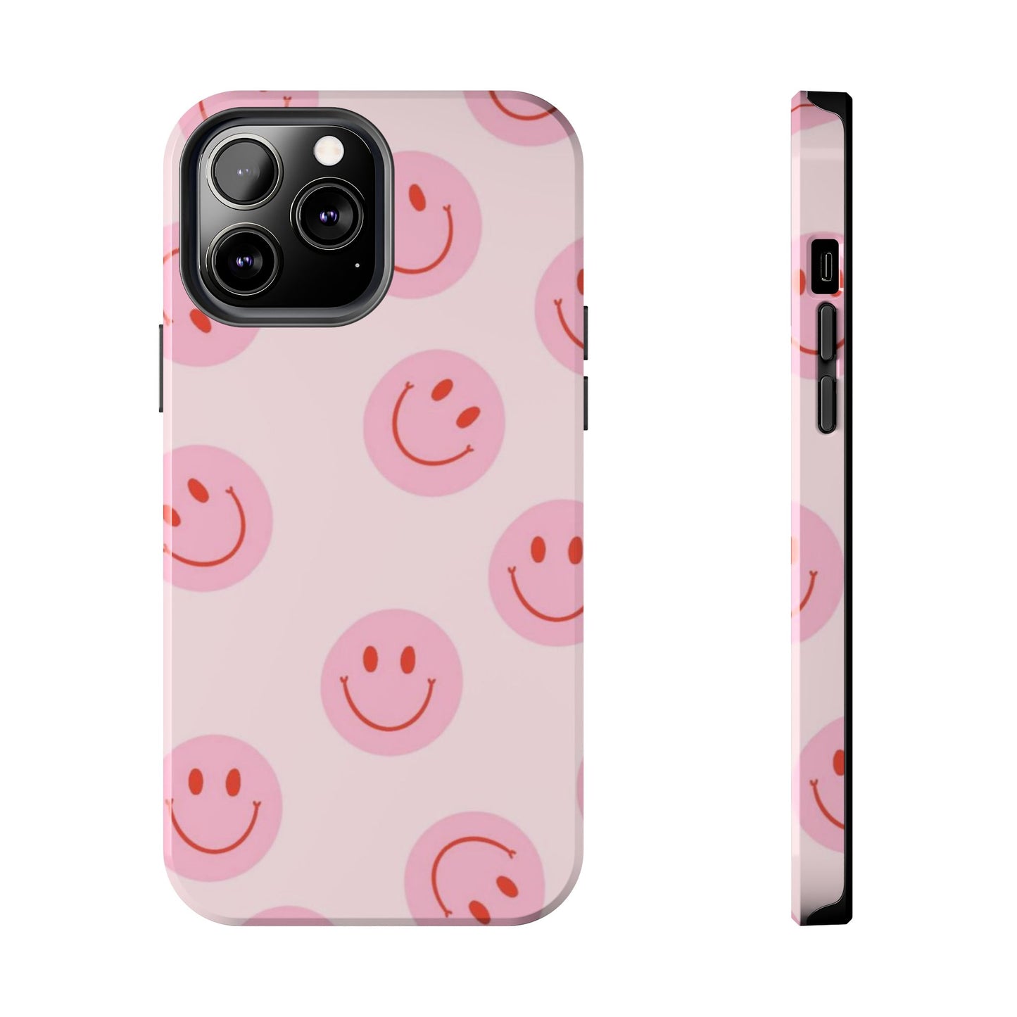 Smiley Face Pink Aesthetic Glossy Phone Case