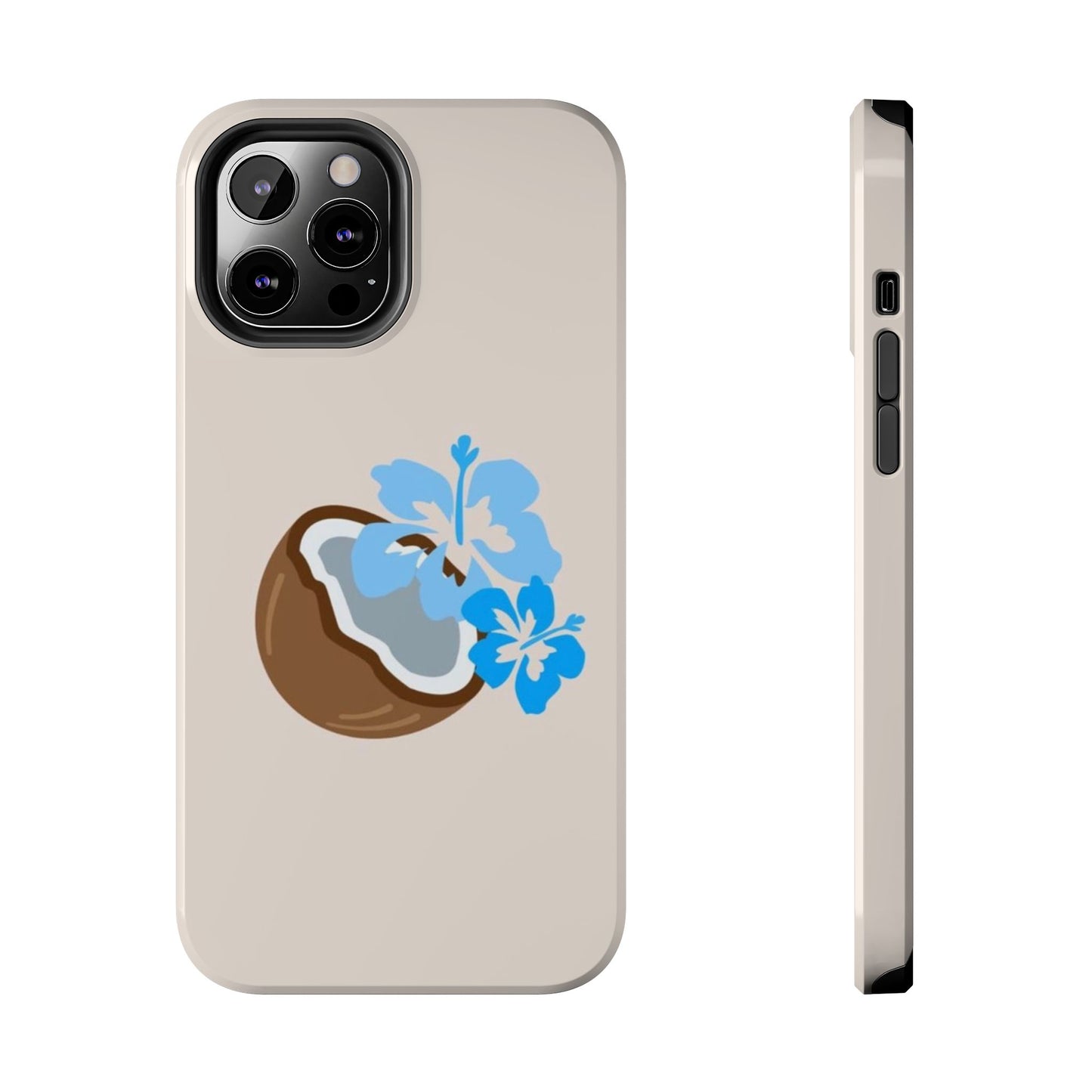 Hawaiian Cute Phone Case, Coconut, Hibiscus, Summery, Tropical, Clean Girl Aesthetic, Preppy, Glossy Phone Case