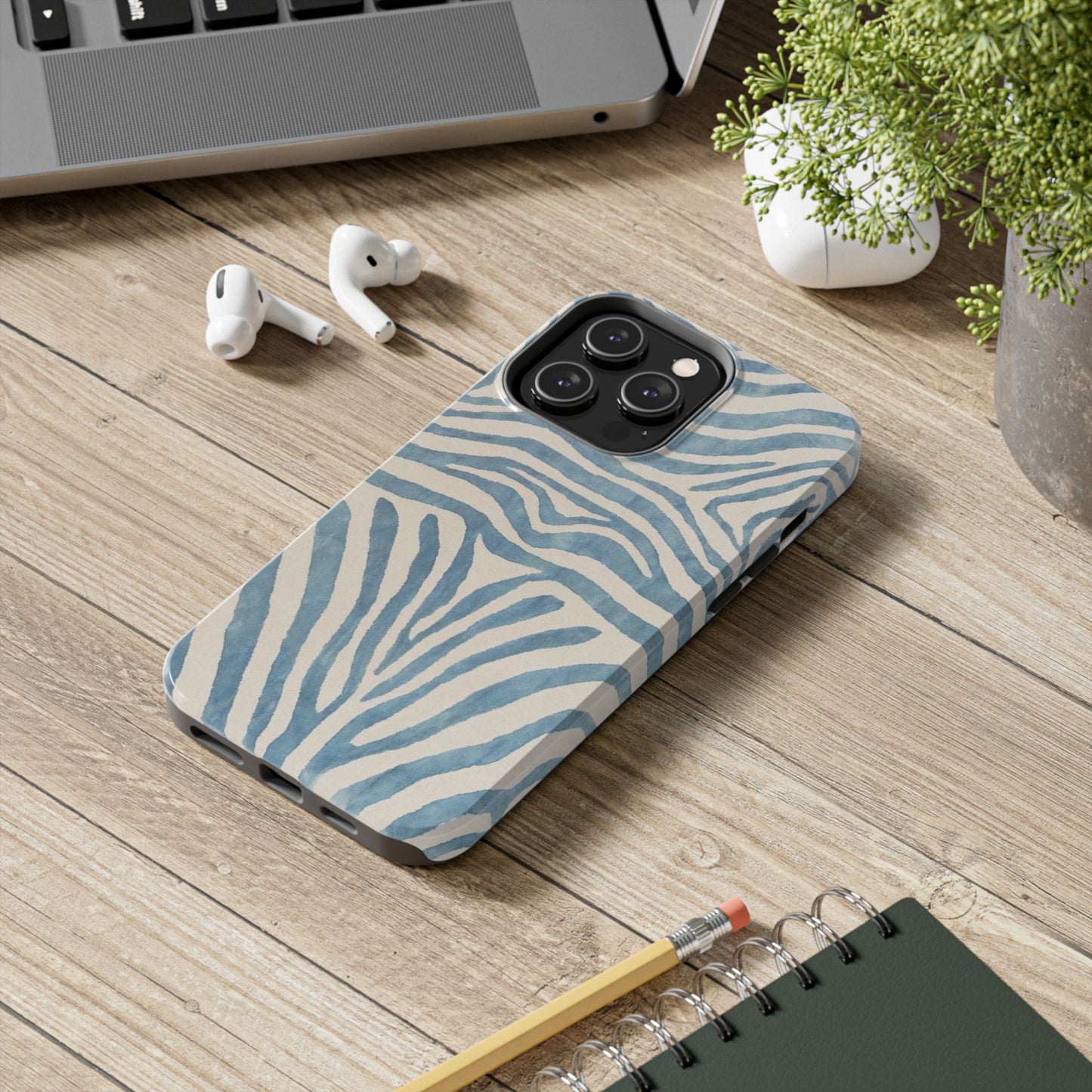 Blue Zebra Print Aesthetic Phone Case
