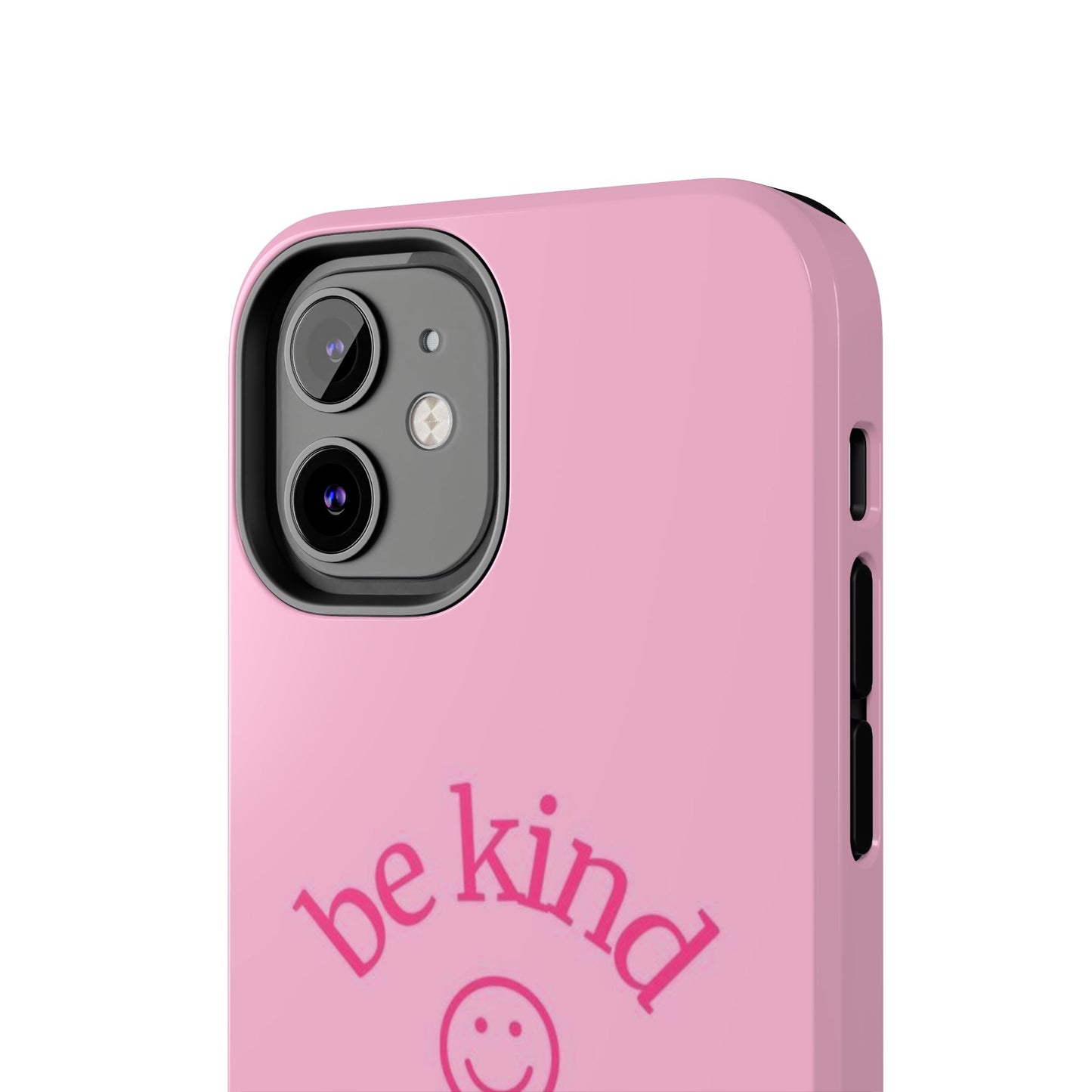 Be Kind Smiley Face Phone Case, Pink, Glossy
