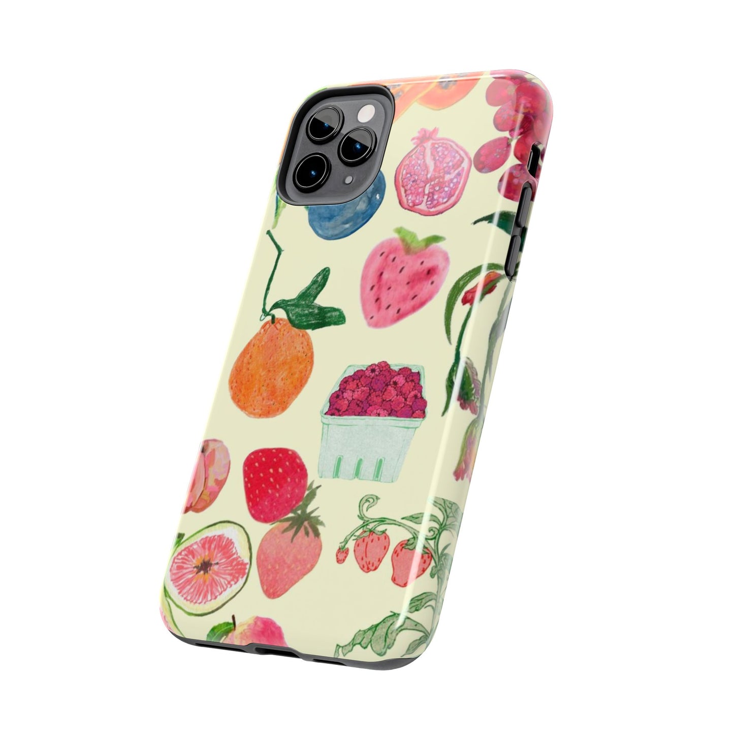 Fruit Print Phone Case, Yellow, Aesthetic, Hailey Bieber, Matilda Djerf, LA, Preppy, Clean Girl, Glossy Phone Case
