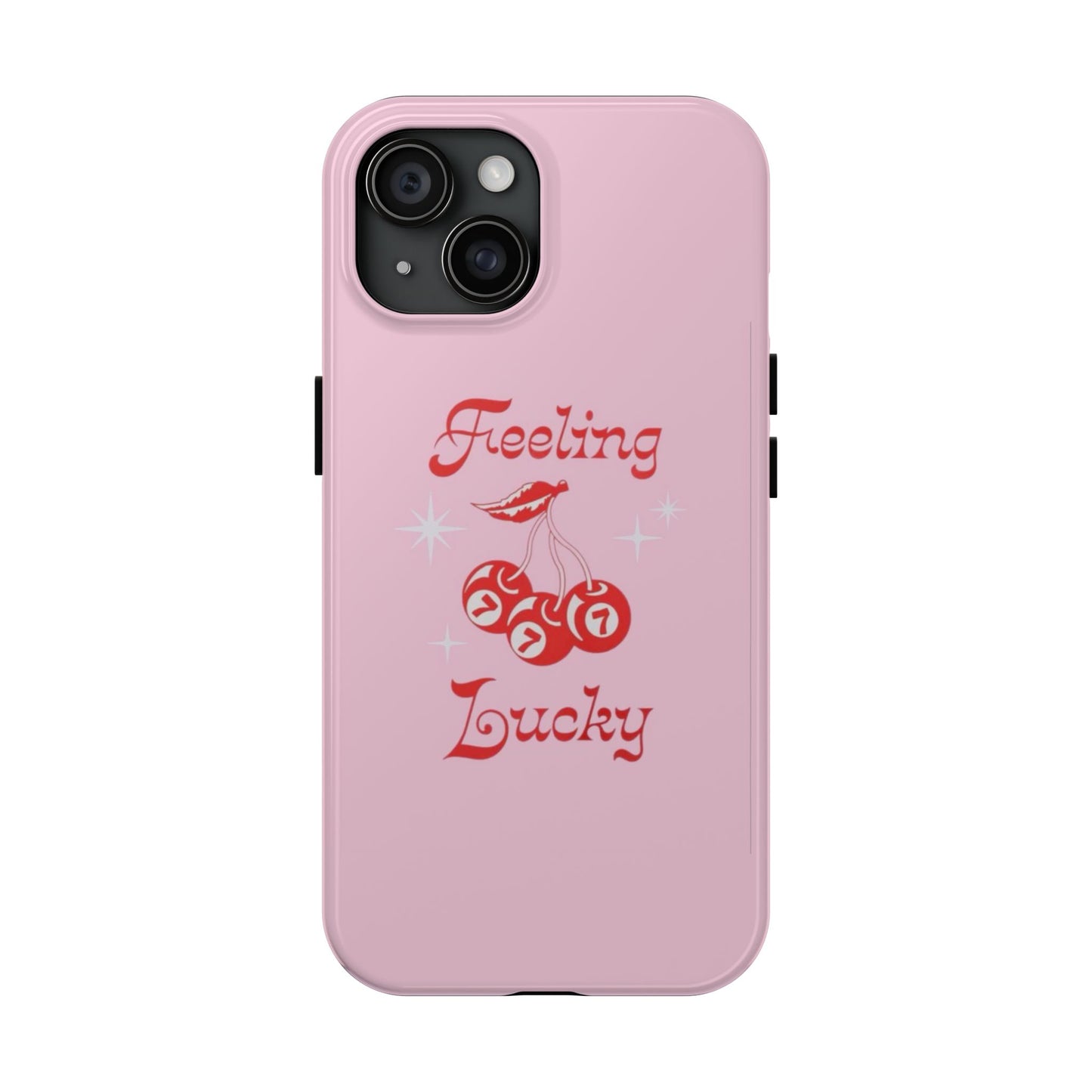Feeling Lucky Pink Aesthetic Glossy Phone Case, Affirmations