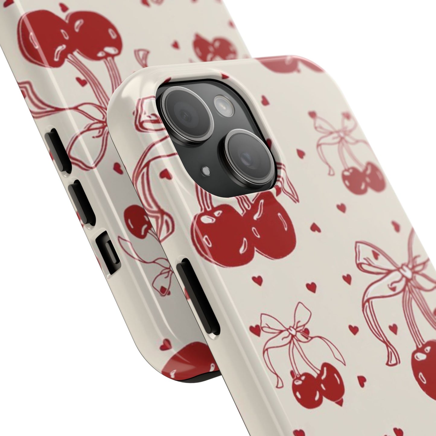 Red Cherry Pattern Fashion Aesthetic Glossy Phone Case
