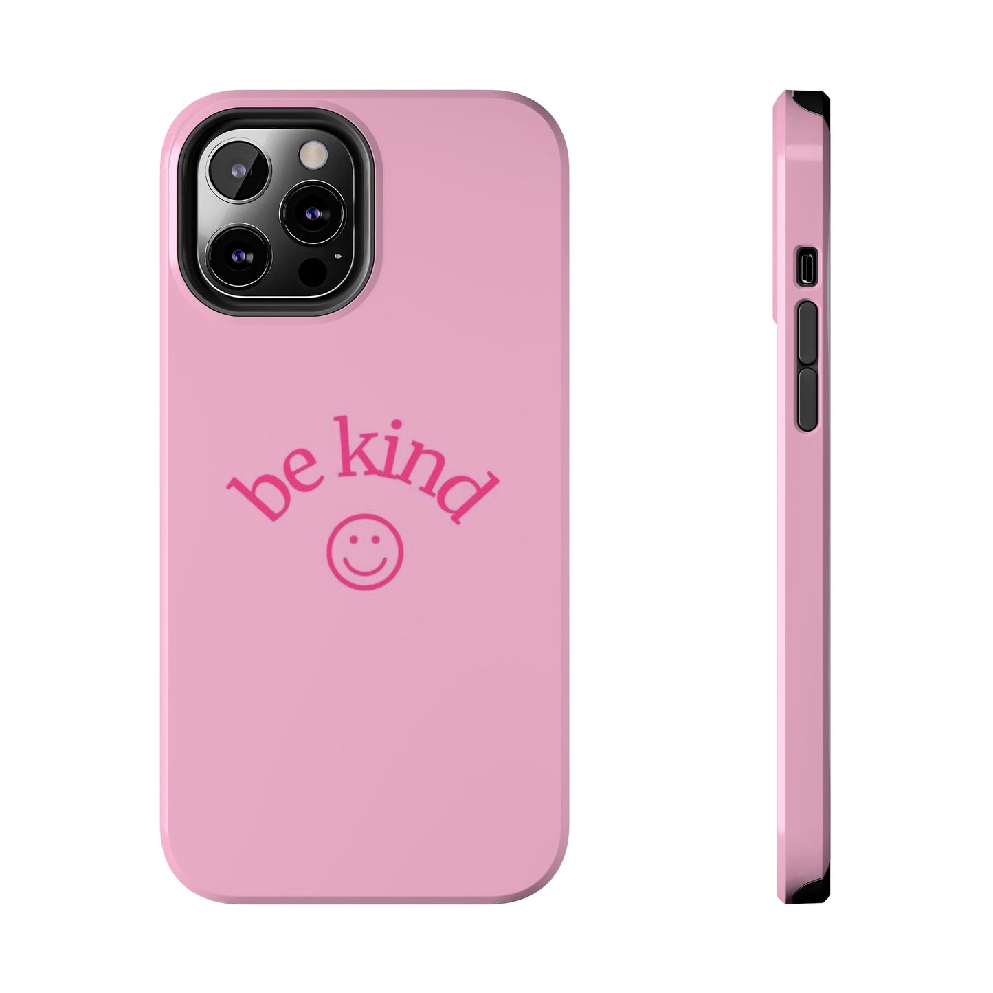 Be Kind Smiley Face Phone Case, Pink, Glossy