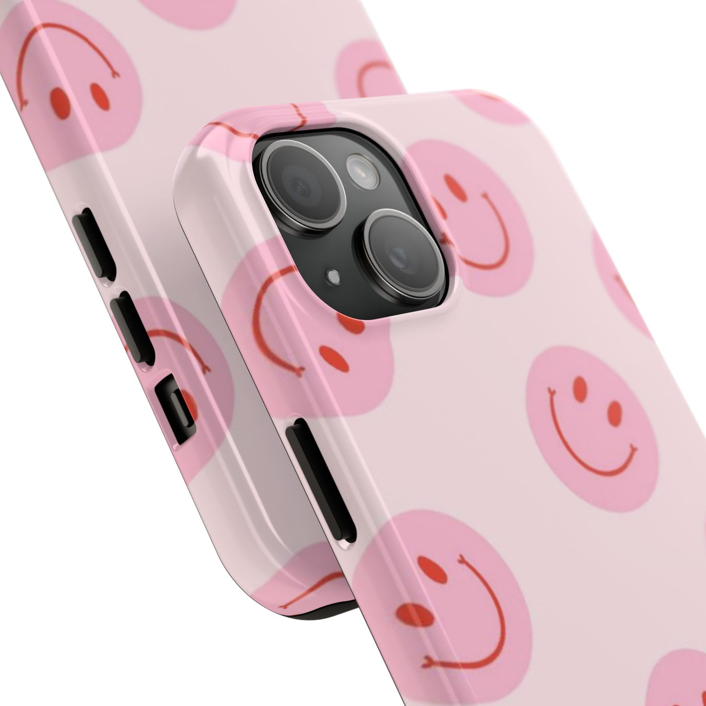 Smiley Face Pink Aesthetic Glossy Phone Case