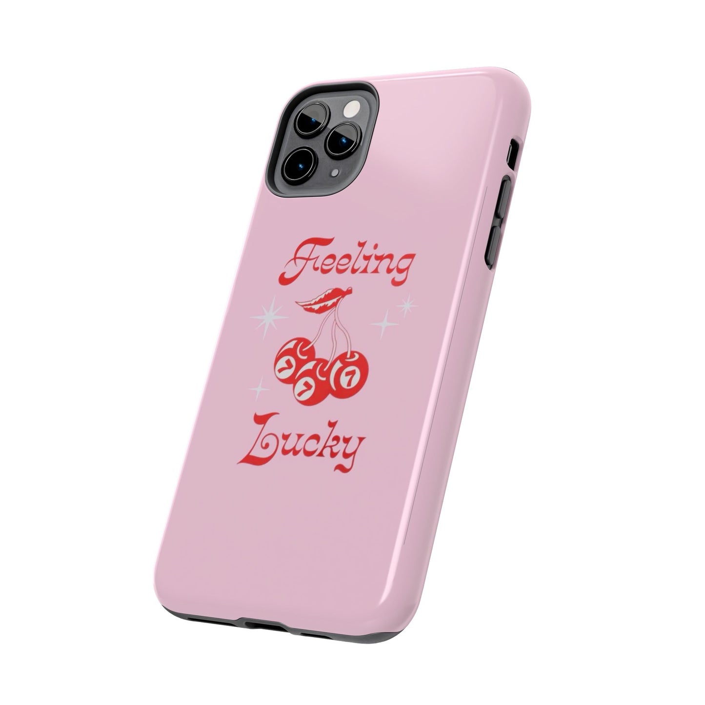 Feeling Lucky Pink Aesthetic Glossy Phone Case, Affirmations