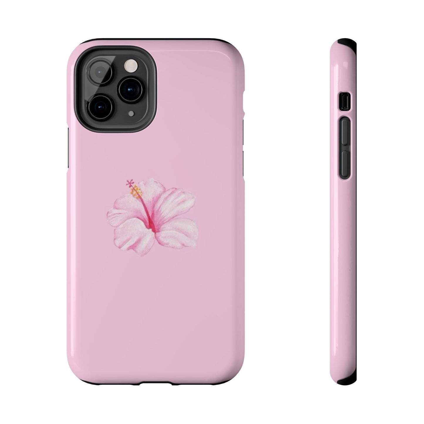 Hibiscus Flower Phone Case, Pink, Tropical, Hawaiin, Clean Girl Aesthetic, Preppy, Glossy Phone Case
