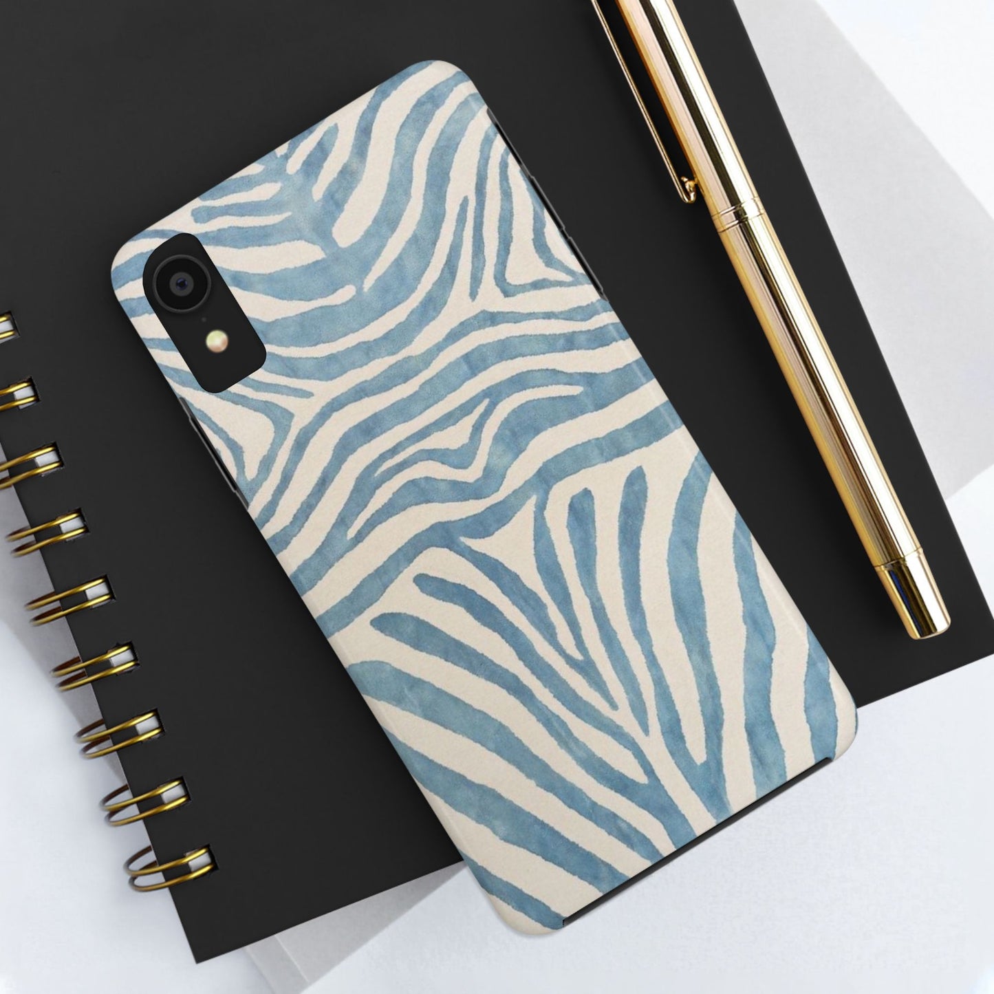 Blue Zebra Print Aesthetic Phone Case