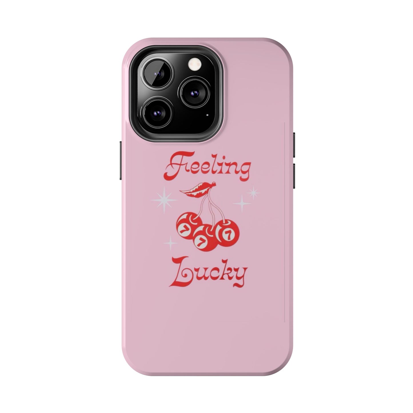 Feeling Lucky Pink Aesthetic Glossy Phone Case, Affirmations
