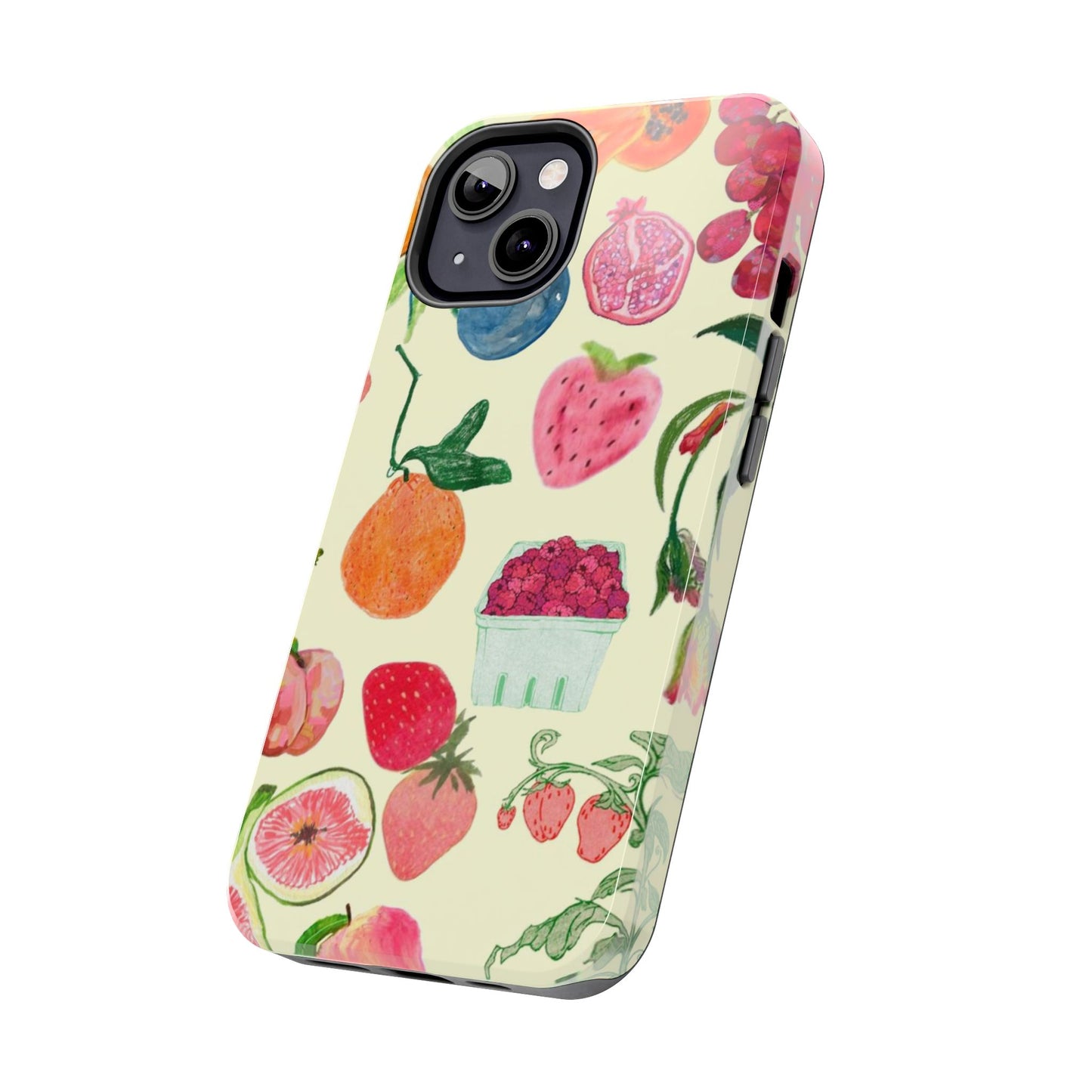 Fruit Print Phone Case, Yellow, Aesthetic, Hailey Bieber, Matilda Djerf, LA, Preppy, Clean Girl, Glossy Phone Case