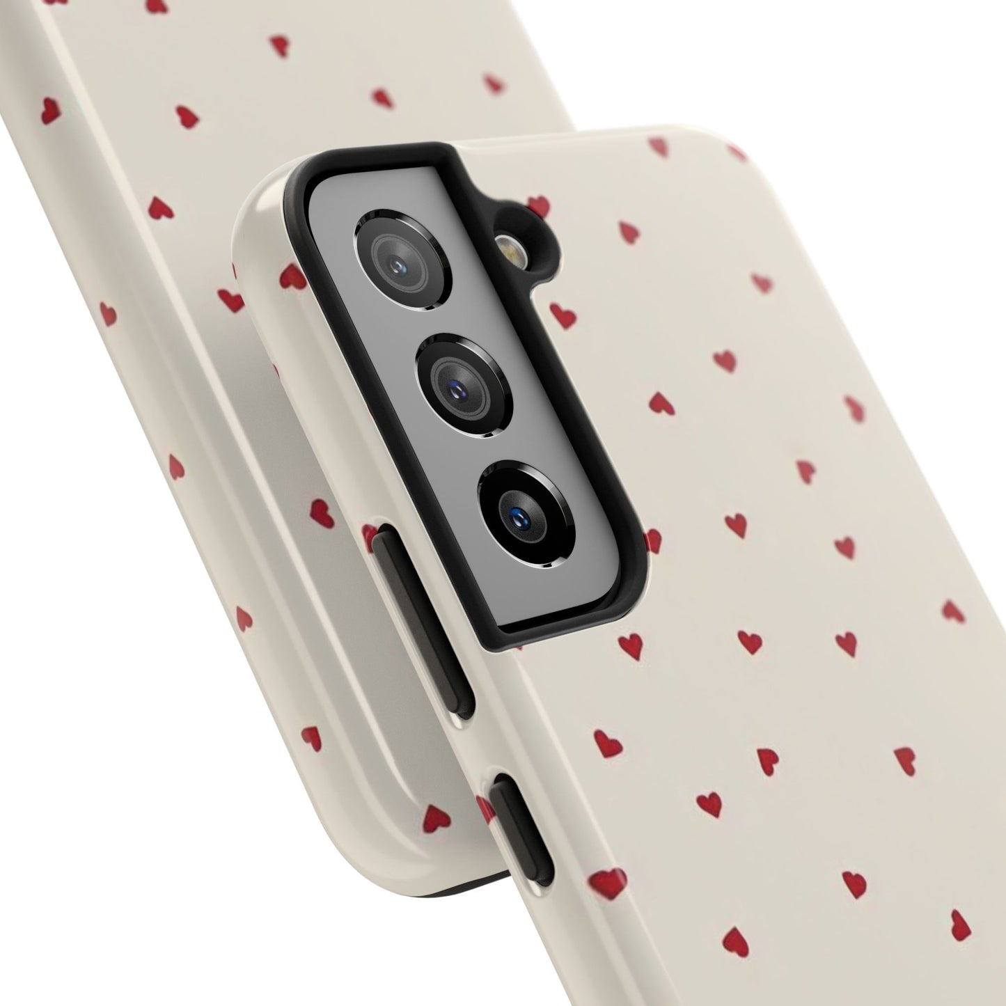 Glossy Phone Case, Red Heart Print, Coquette, Aesthetic Phone Case
