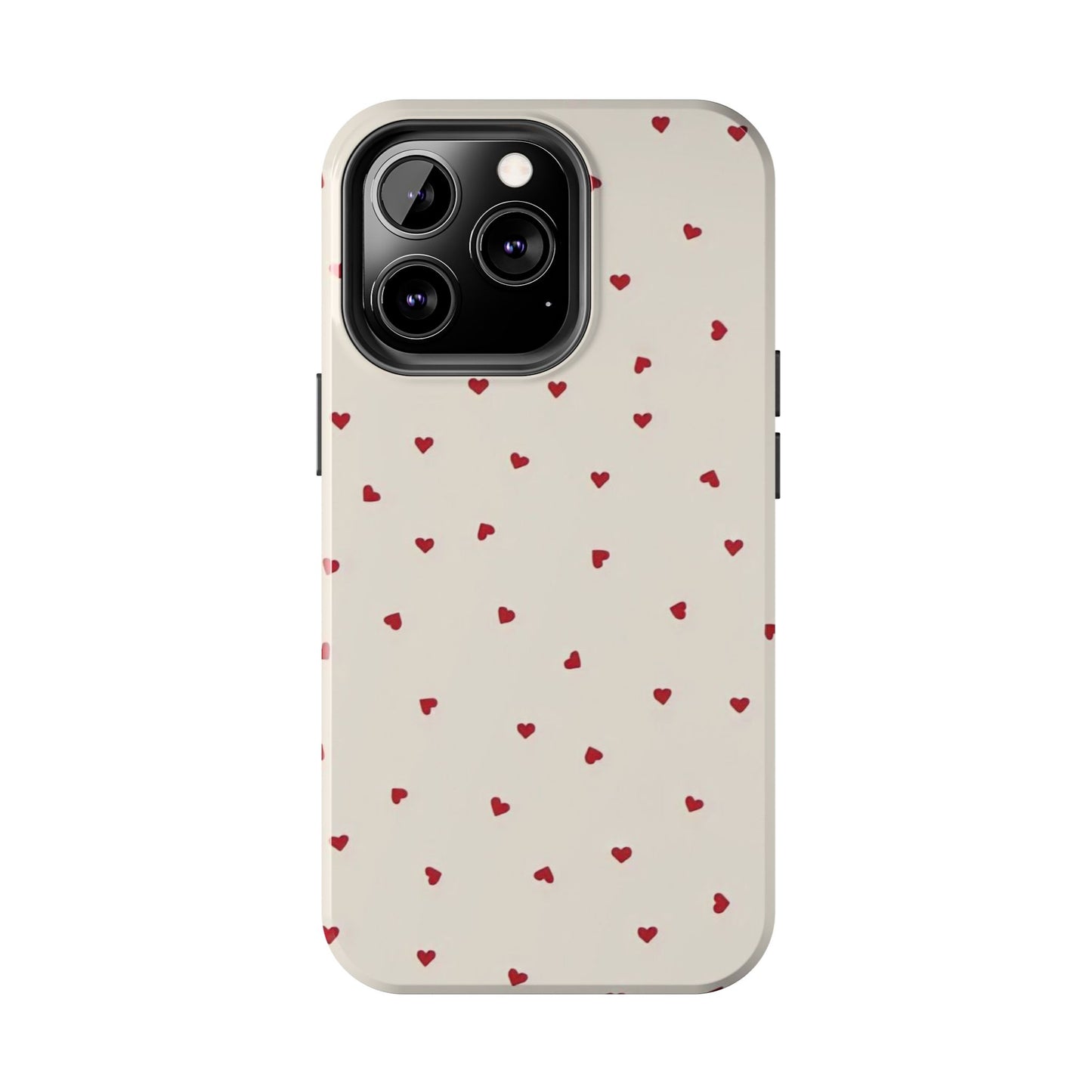 Glossy Phone Case, Red Heart Print, Coquette, Aesthetic Phone Case