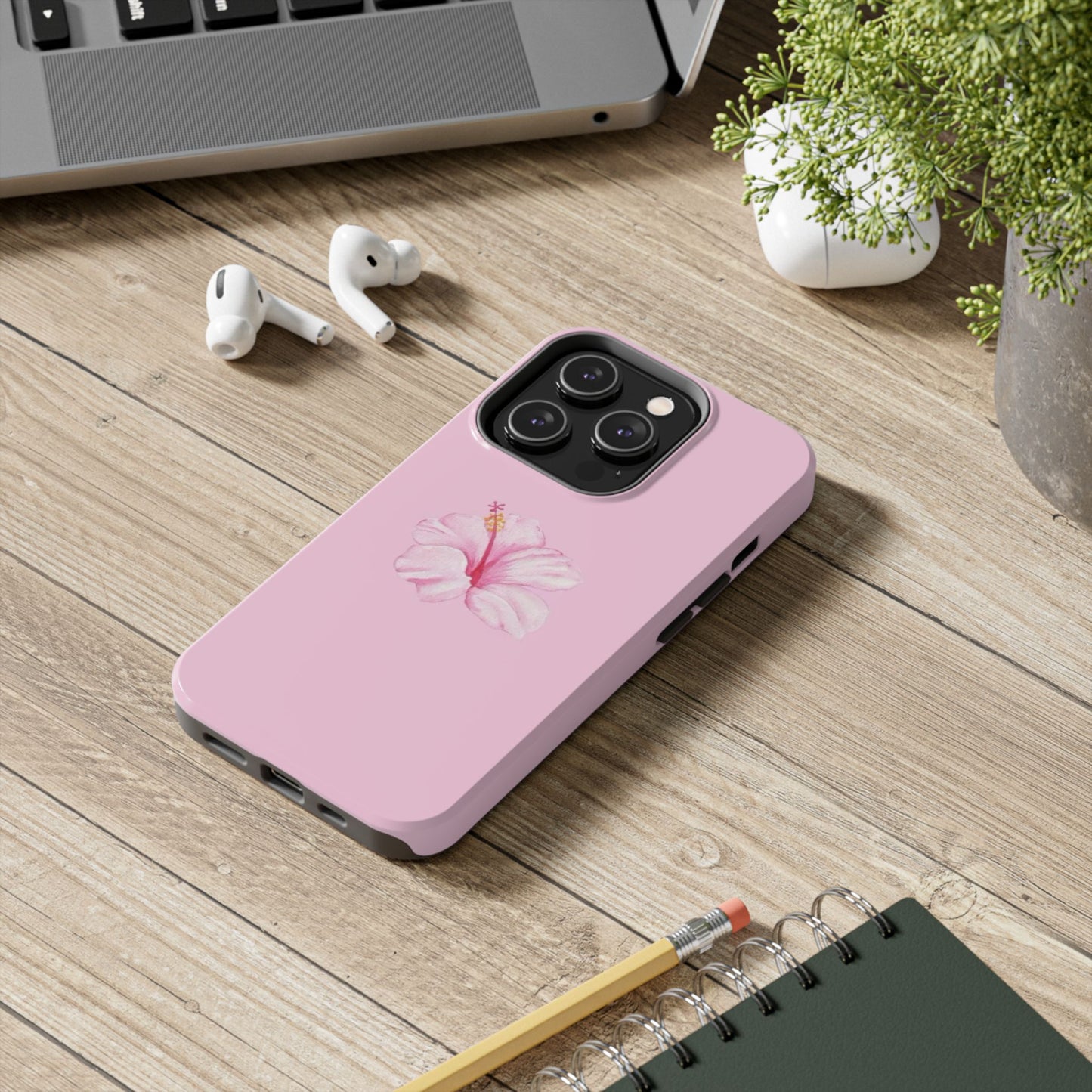 Hibiscus Flower Phone Case, Pink, Tropical, Hawaiin, Clean Girl Aesthetic, Preppy, Glossy Phone Case