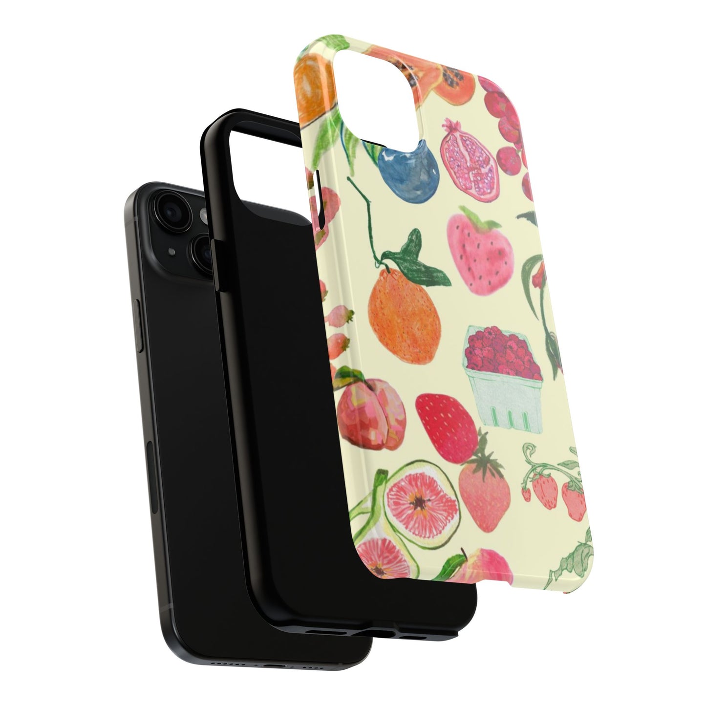 Fruit Print Phone Case, Yellow, Aesthetic, Hailey Bieber, Matilda Djerf, LA, Preppy, Clean Girl, Glossy Phone Case