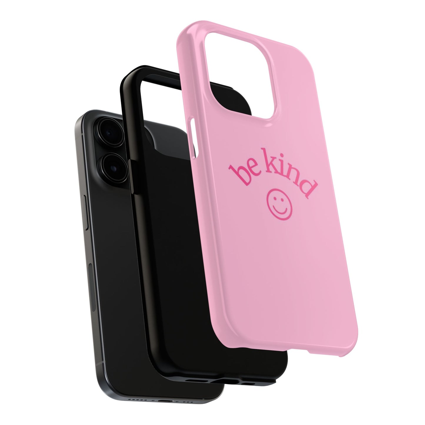 Be Kind Smiley Face Phone Case, Pink, Glossy