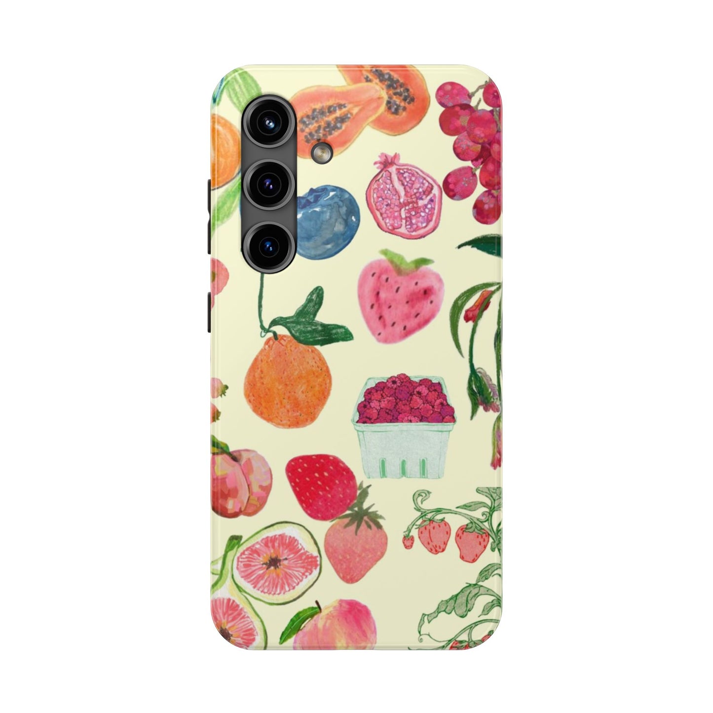 Fruit Print Phone Case, Yellow, Aesthetic, Hailey Bieber, Matilda Djerf, LA, Preppy, Clean Girl, Glossy Phone Case