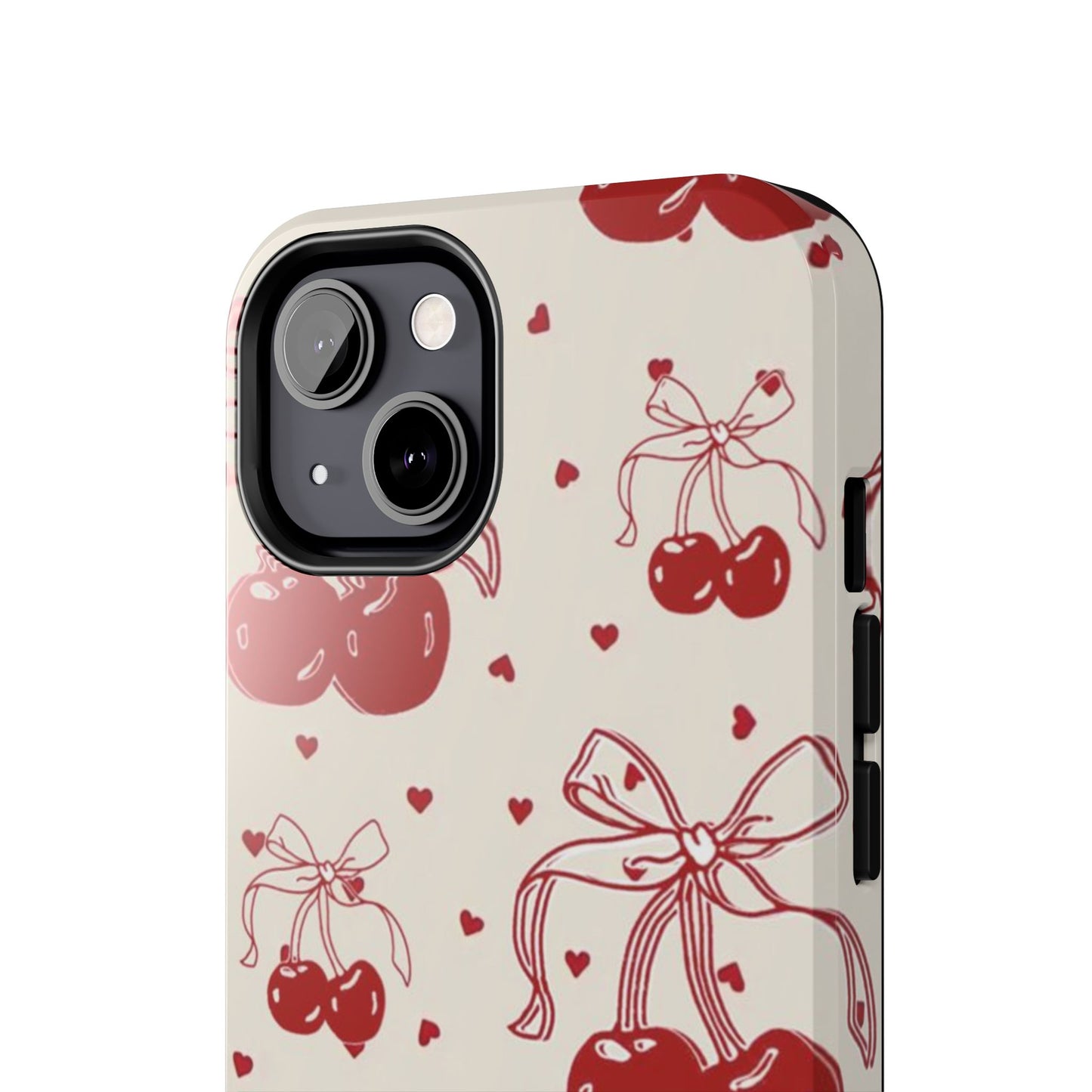 Red Cherry Pattern Fashion Aesthetic Glossy Phone Case