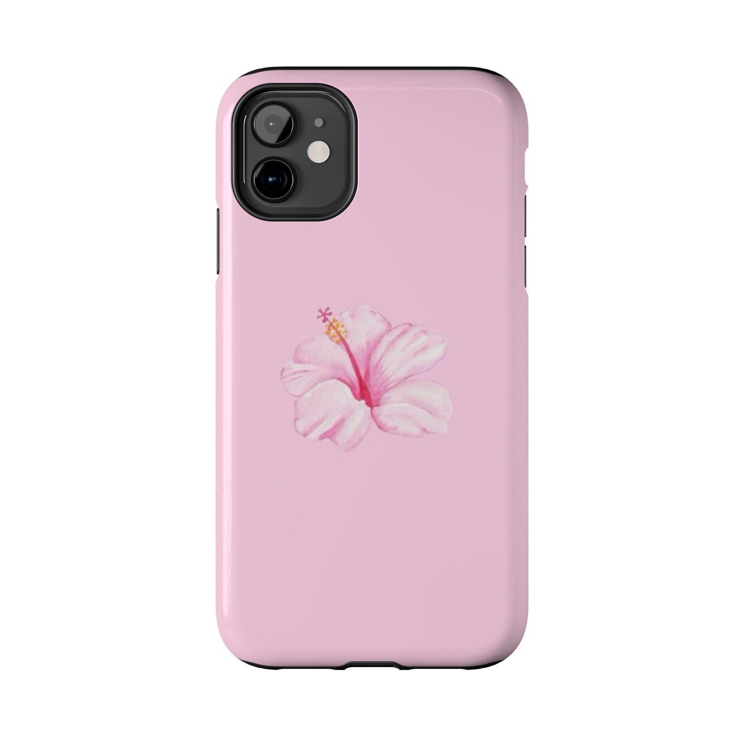 Hibiscus Flower Phone Case, Pink, Tropical, Hawaiin, Clean Girl Aesthetic, Preppy, Glossy Phone Case