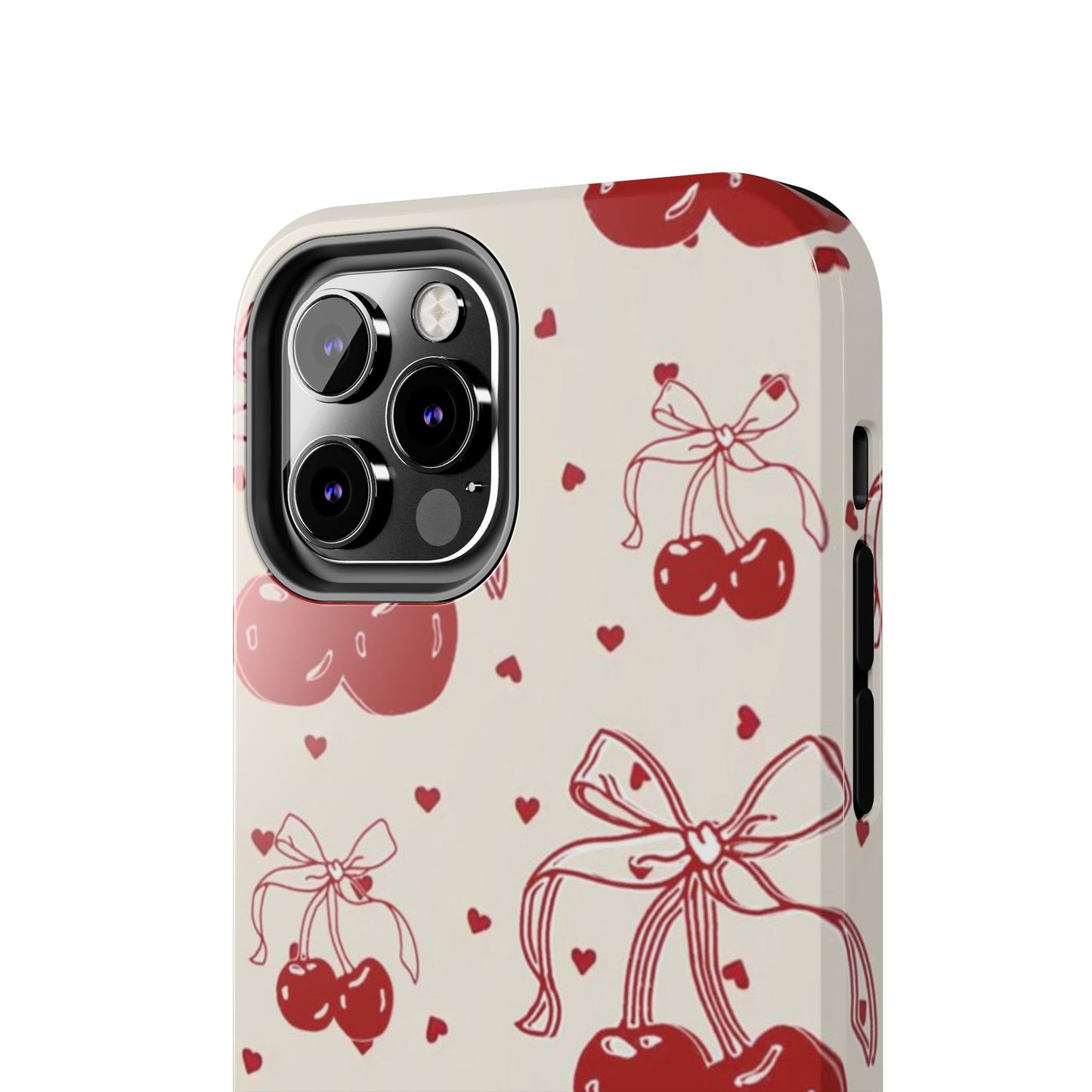 Red Cherry Pattern Fashion Aesthetic Glossy Phone Case
