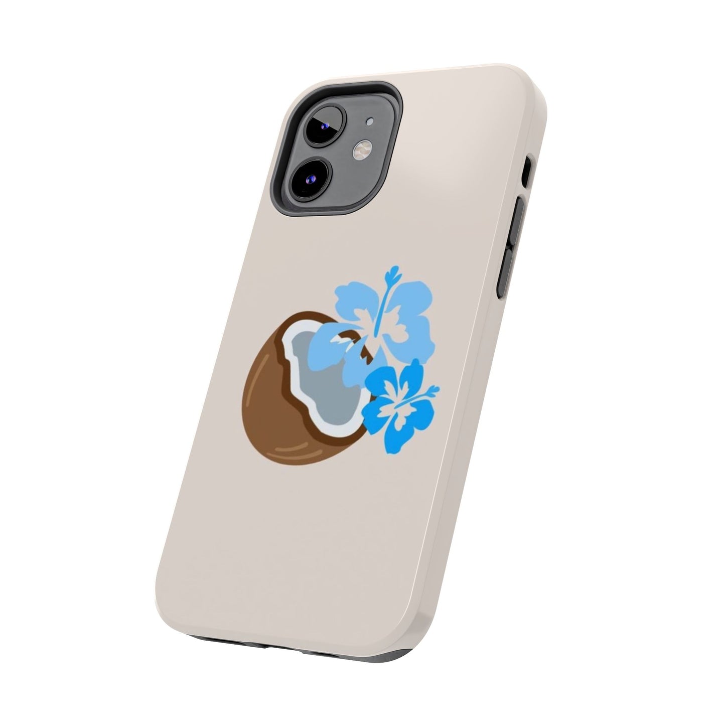 Hawaiian Cute Phone Case, Coconut, Hibiscus, Summery, Tropical, Clean Girl Aesthetic, Preppy, Glossy Phone Case