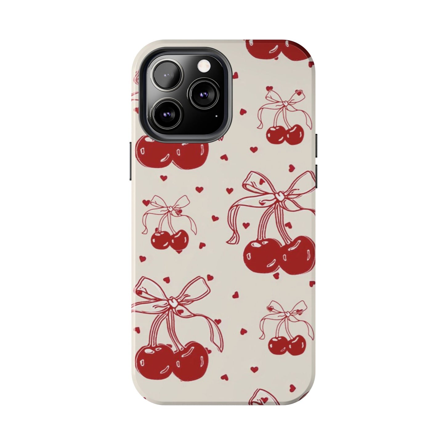 Red Cherry Pattern Fashion Aesthetic Glossy Phone Case