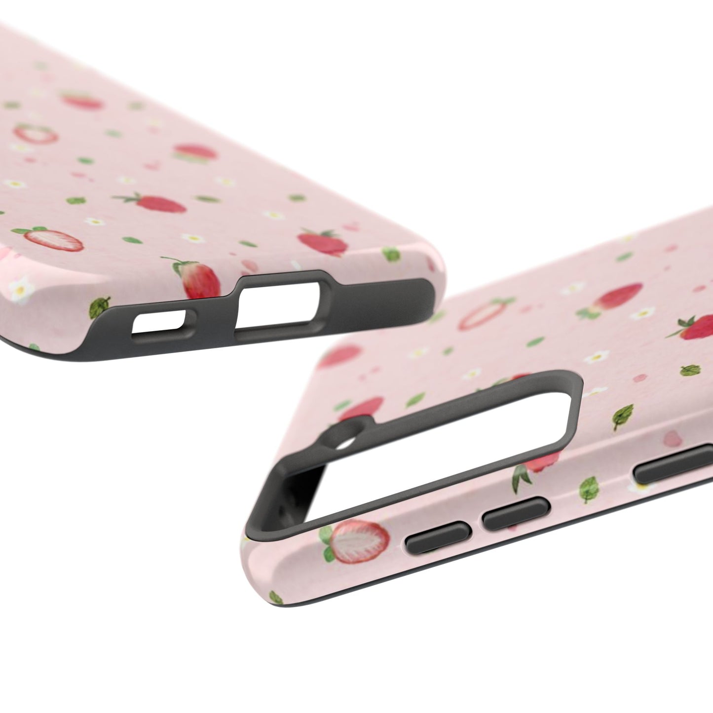 Strawberry Coquette Phone Case, Pink, Farmcore, Garden, Fairy, Spring Vibes, Fruit, Cute, Clean Girl, Glossy Phone Case