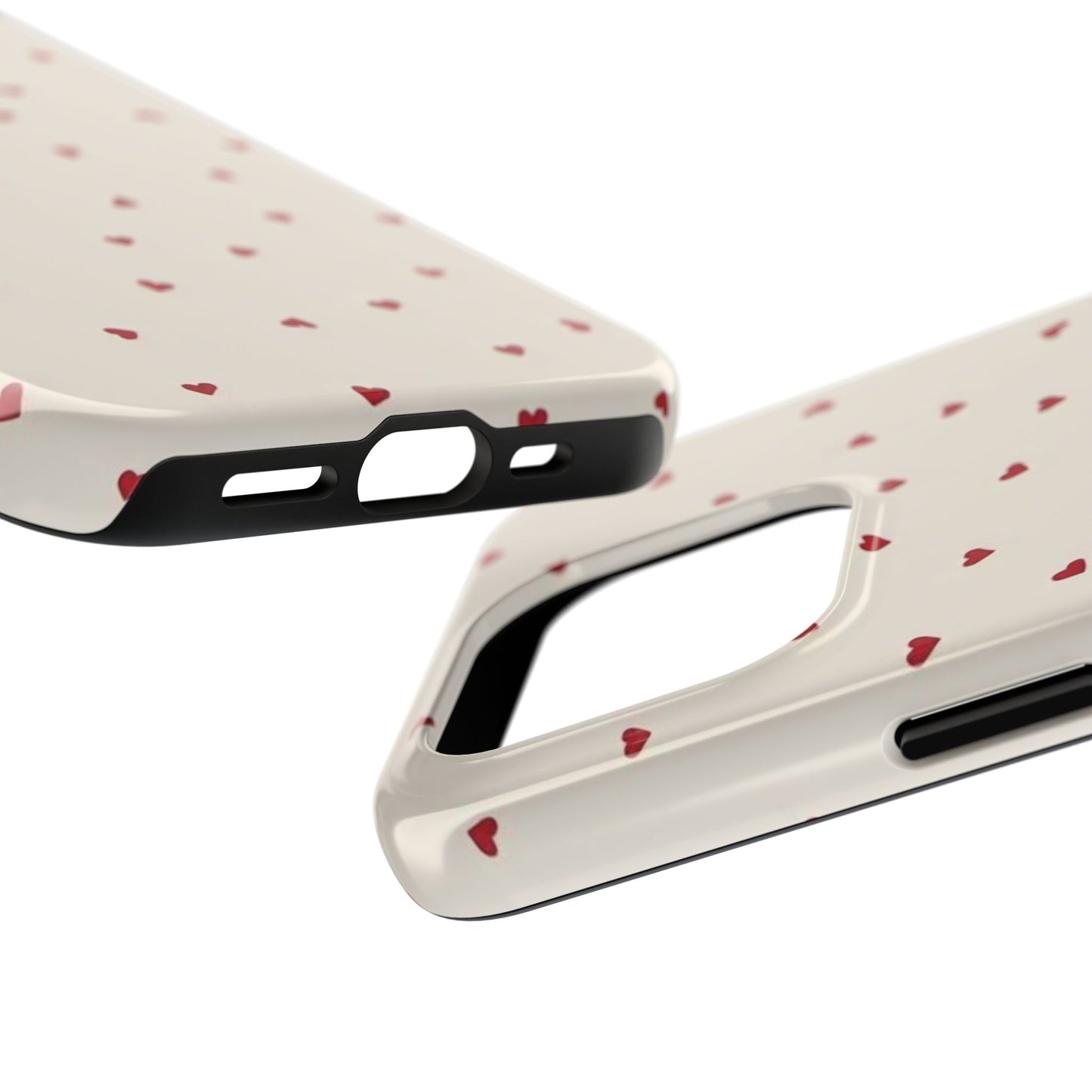Glossy Phone Case, Red Heart Print, Coquette, Aesthetic Phone Case