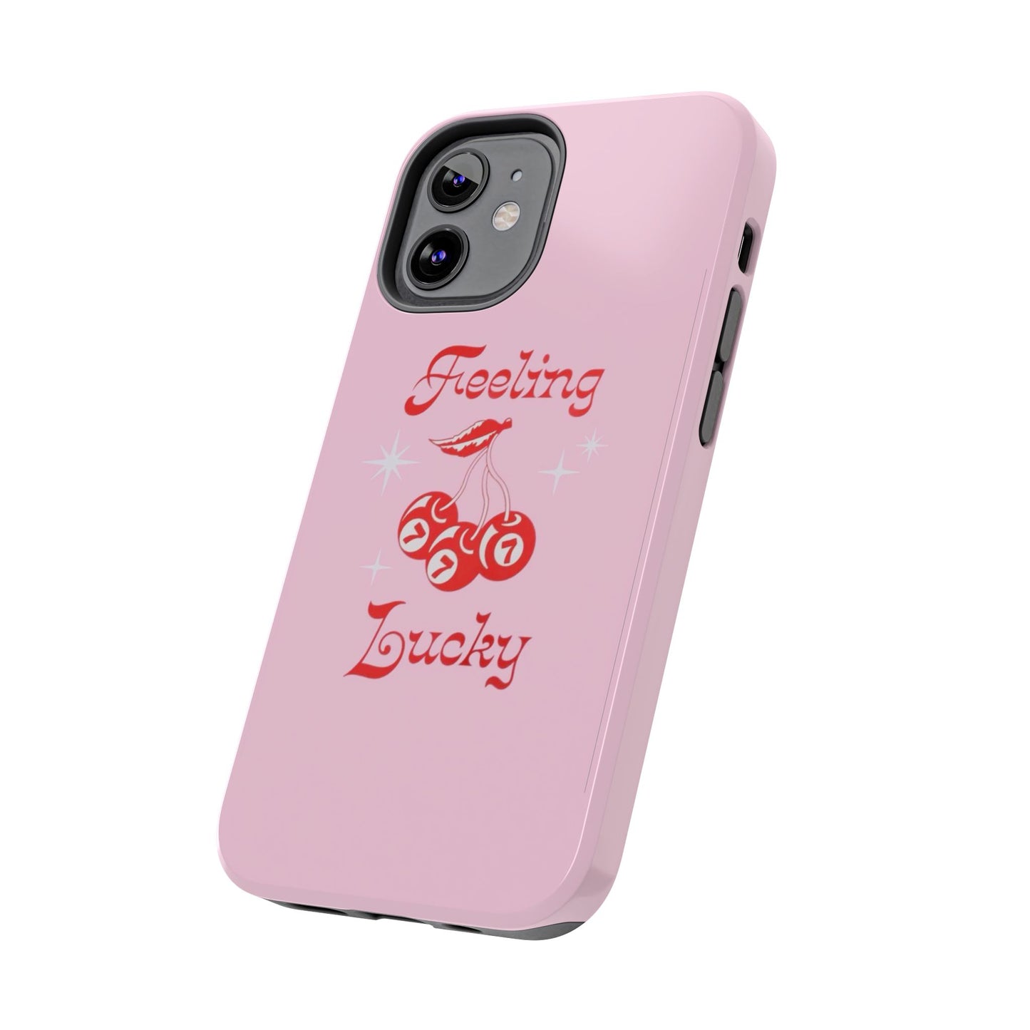 Feeling Lucky Pink Aesthetic Glossy Phone Case, Affirmations