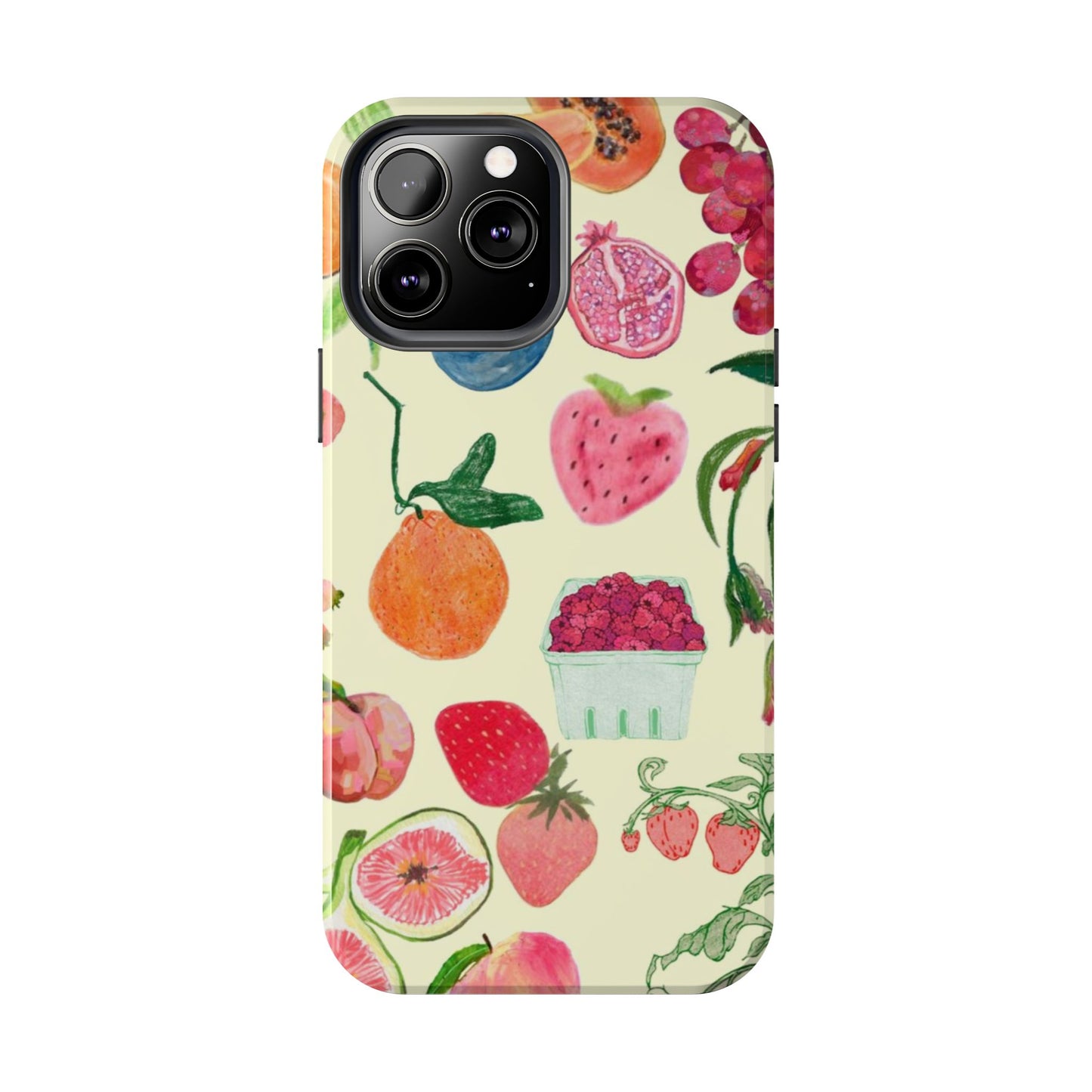 Fruit Print Phone Case, Yellow, Aesthetic, Hailey Bieber, Matilda Djerf, LA, Preppy, Clean Girl, Glossy Phone Case