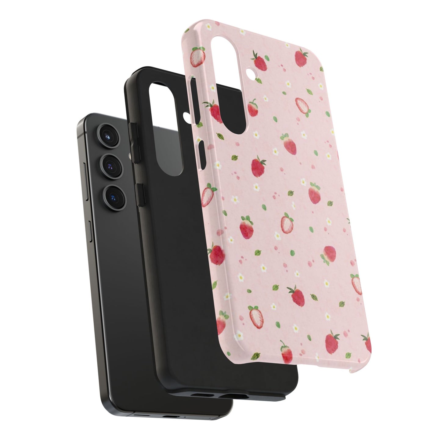 Strawberry Coquette Phone Case, Pink, Farmcore, Garden, Fairy, Spring Vibes, Fruit, Cute, Clean Girl, Glossy Phone Case