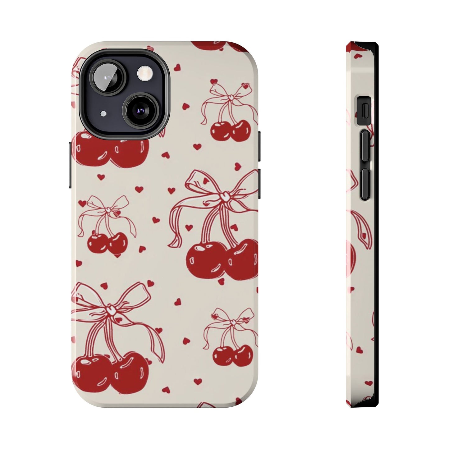 Red Cherry Pattern Fashion Aesthetic Glossy Phone Case