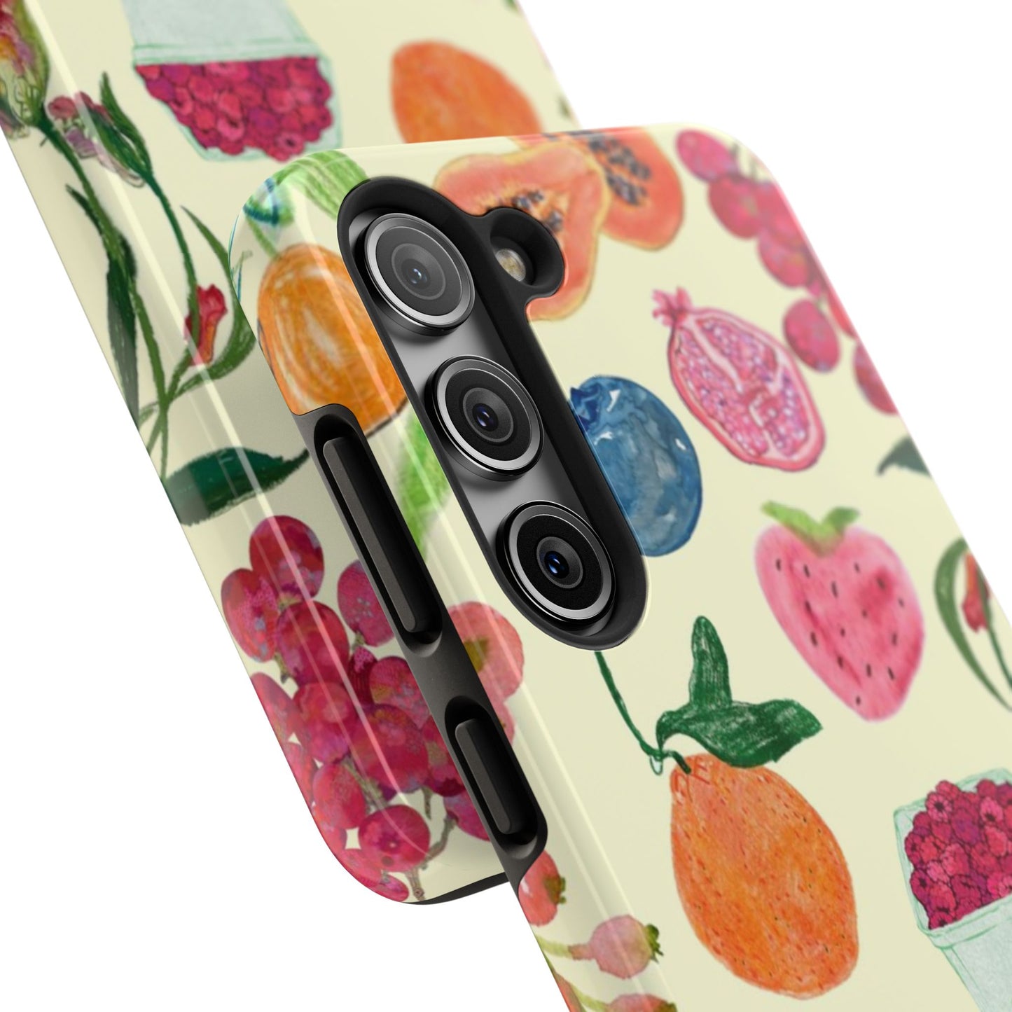 Fruit Print Phone Case, Yellow, Aesthetic, Hailey Bieber, Matilda Djerf, LA, Preppy, Clean Girl, Glossy Phone Case