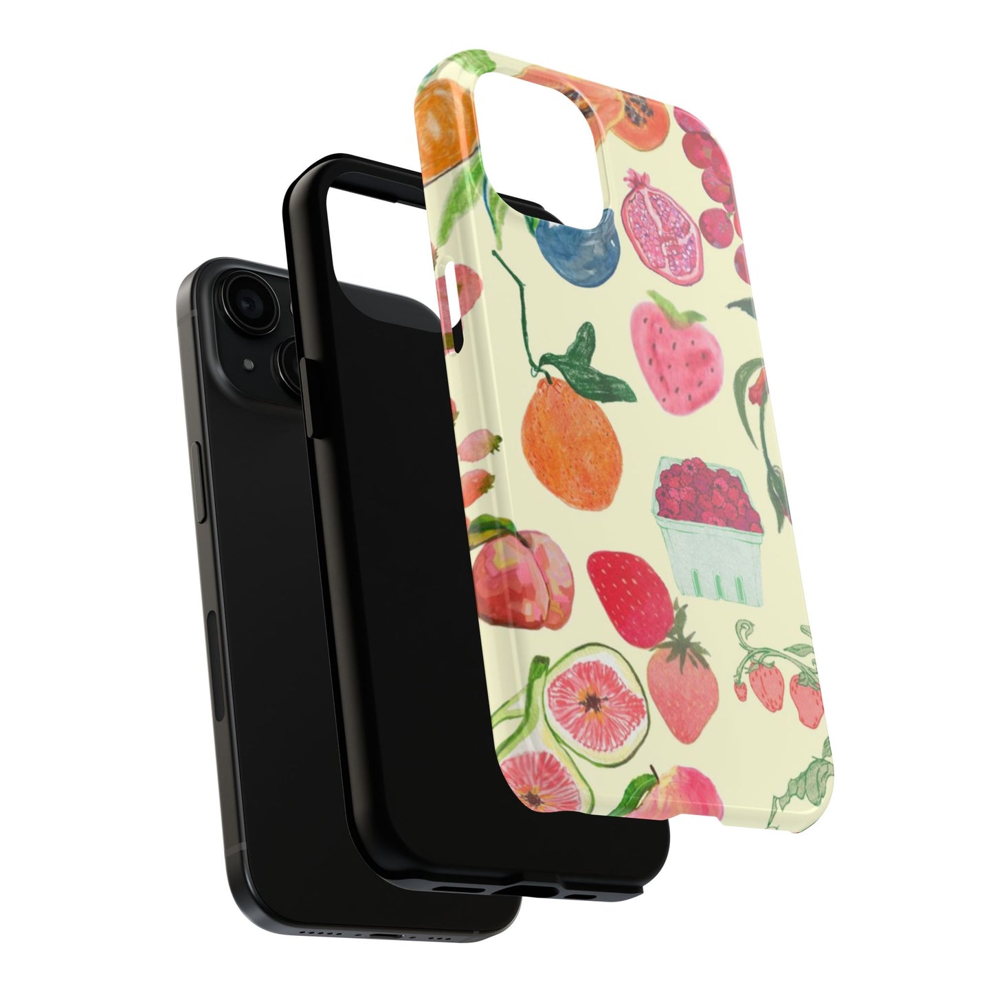 Fruit Print Phone Case, Yellow, Aesthetic, Hailey Bieber, Matilda Djerf, LA, Preppy, Clean Girl, Glossy Phone Case