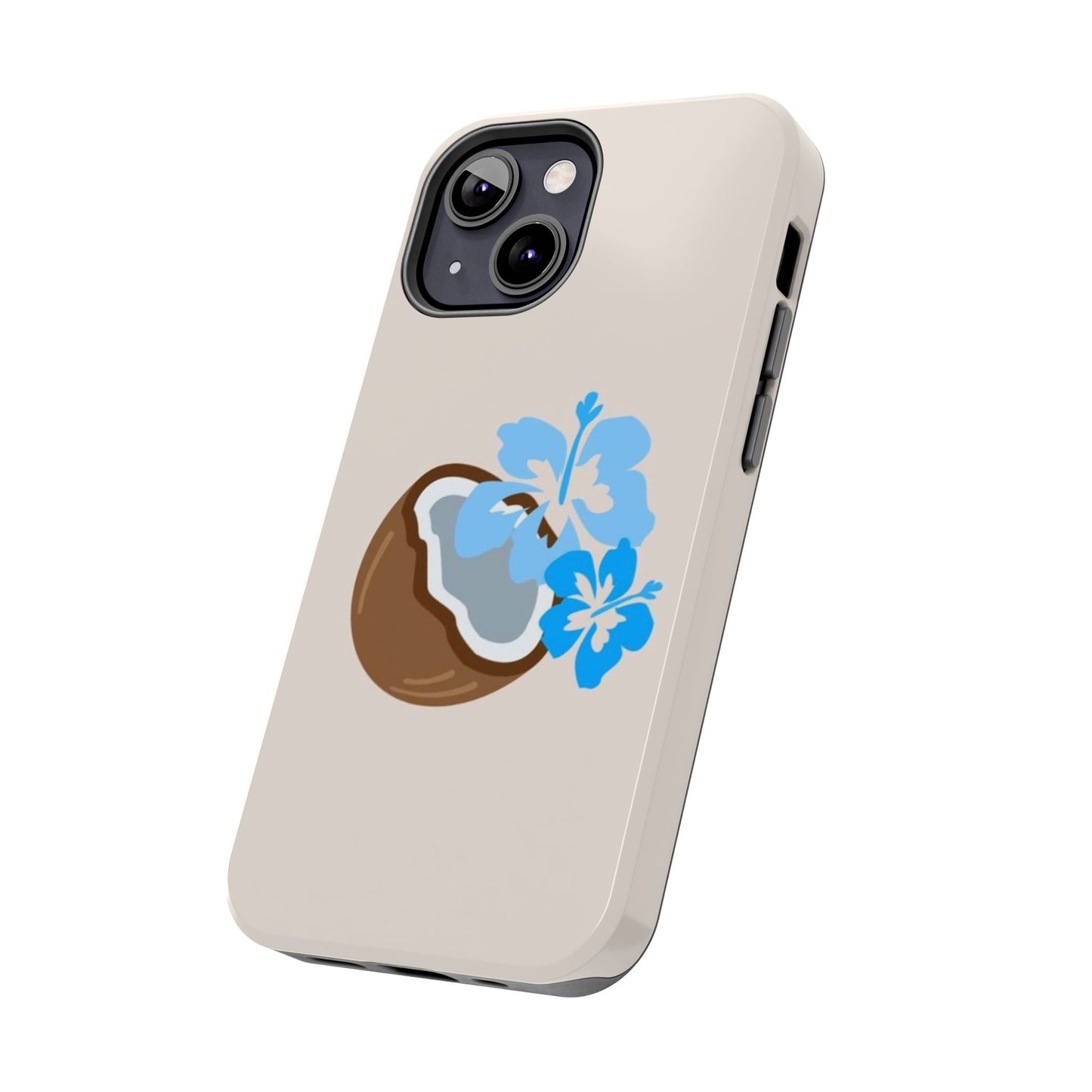 Hawaiian Cute Phone Case, Coconut, Hibiscus, Summery, Tropical, Clean Girl Aesthetic, Preppy, Glossy Phone Case