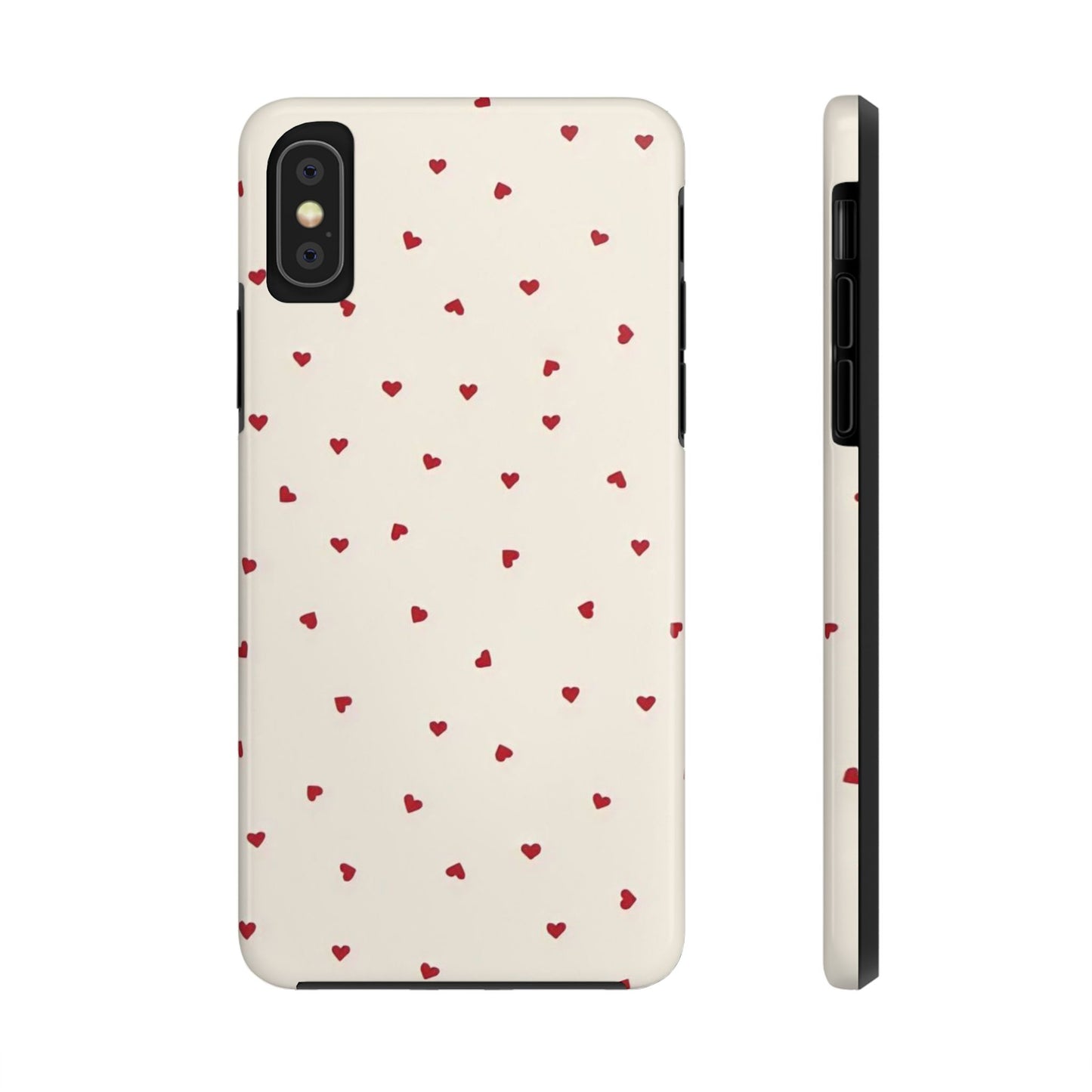 Glossy Phone Case, Red Heart Print, Coquette, Aesthetic Phone Case
