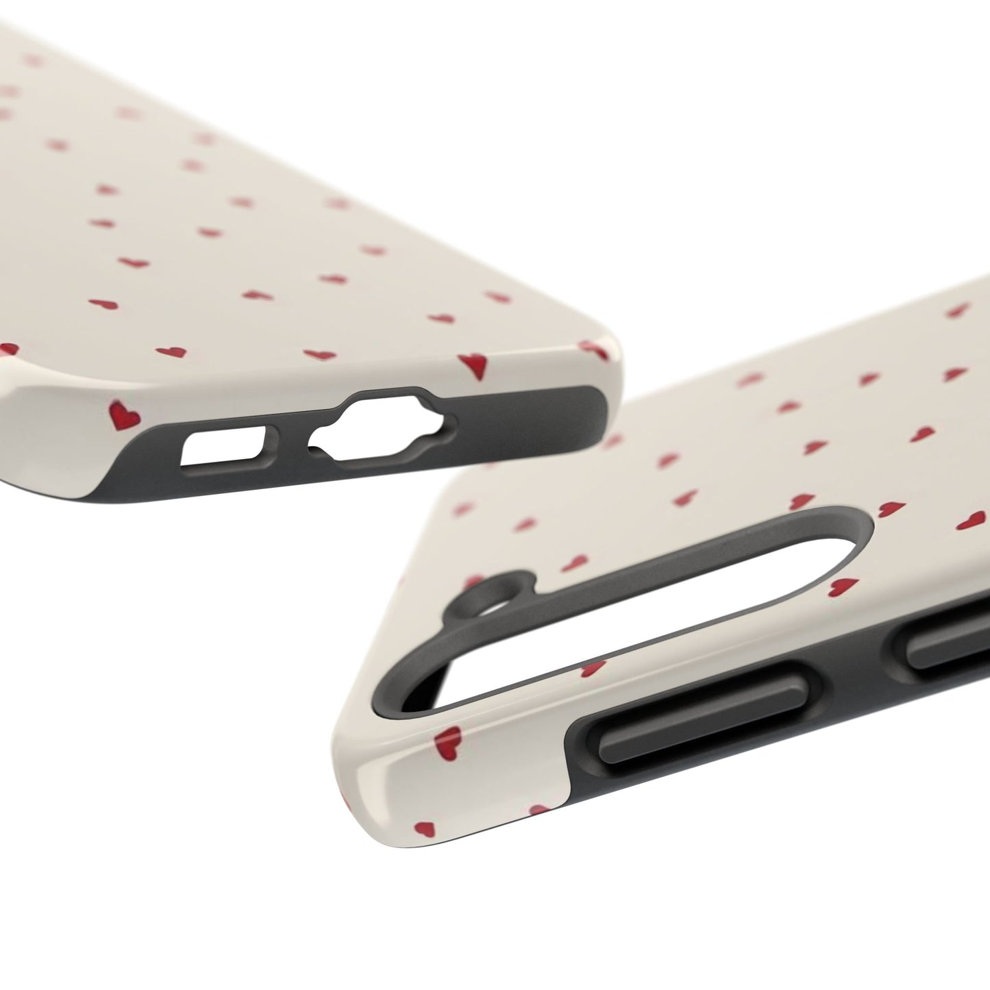 Glossy Phone Case, Red Heart Print, Coquette, Aesthetic Phone Case