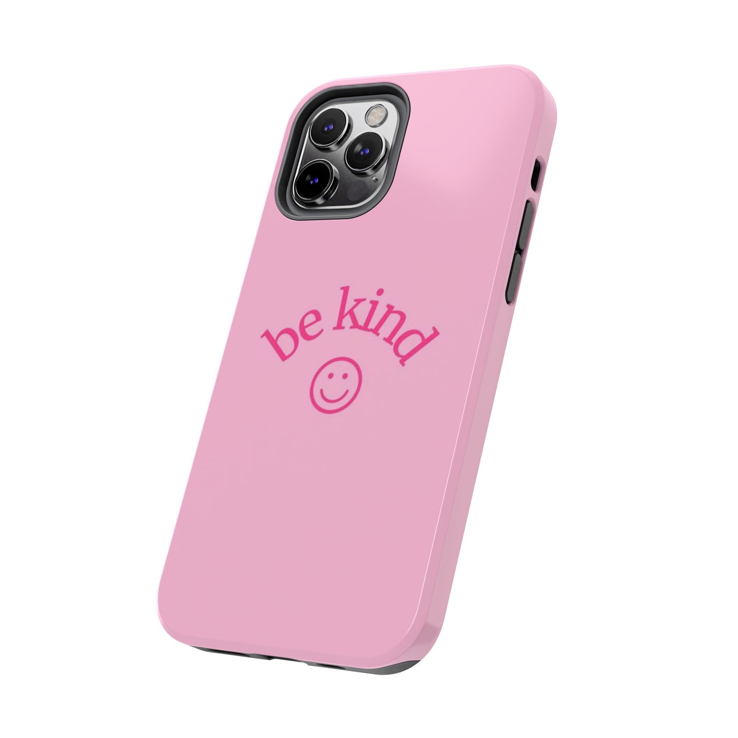 Be Kind Smiley Face Phone Case, Pink, Glossy