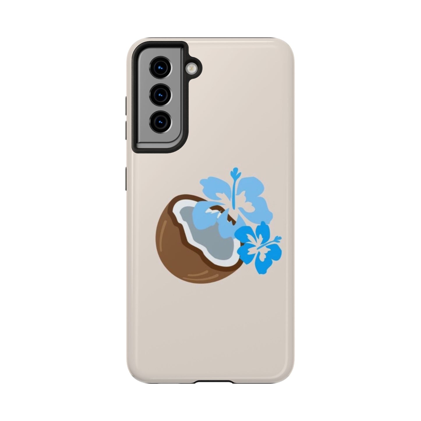 Hawaiian Cute Phone Case, Coconut, Hibiscus, Summery, Tropical, Clean Girl Aesthetic, Preppy, Glossy Phone Case