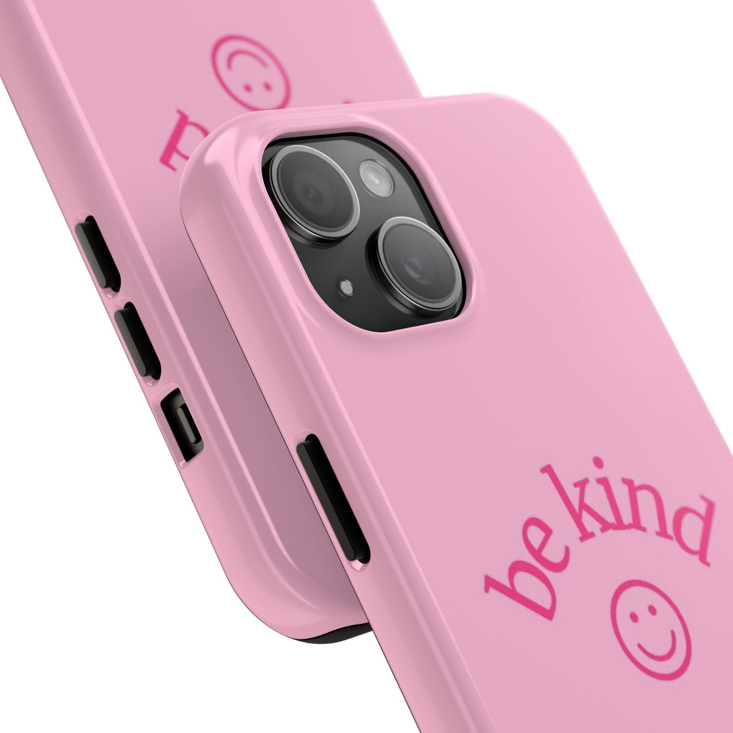 Be Kind Smiley Face Phone Case, Pink, Glossy
