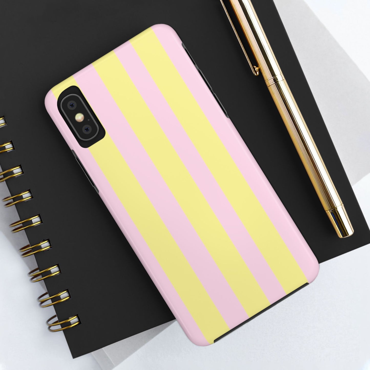 Pastel striped phone case, Pink and yellow stripes