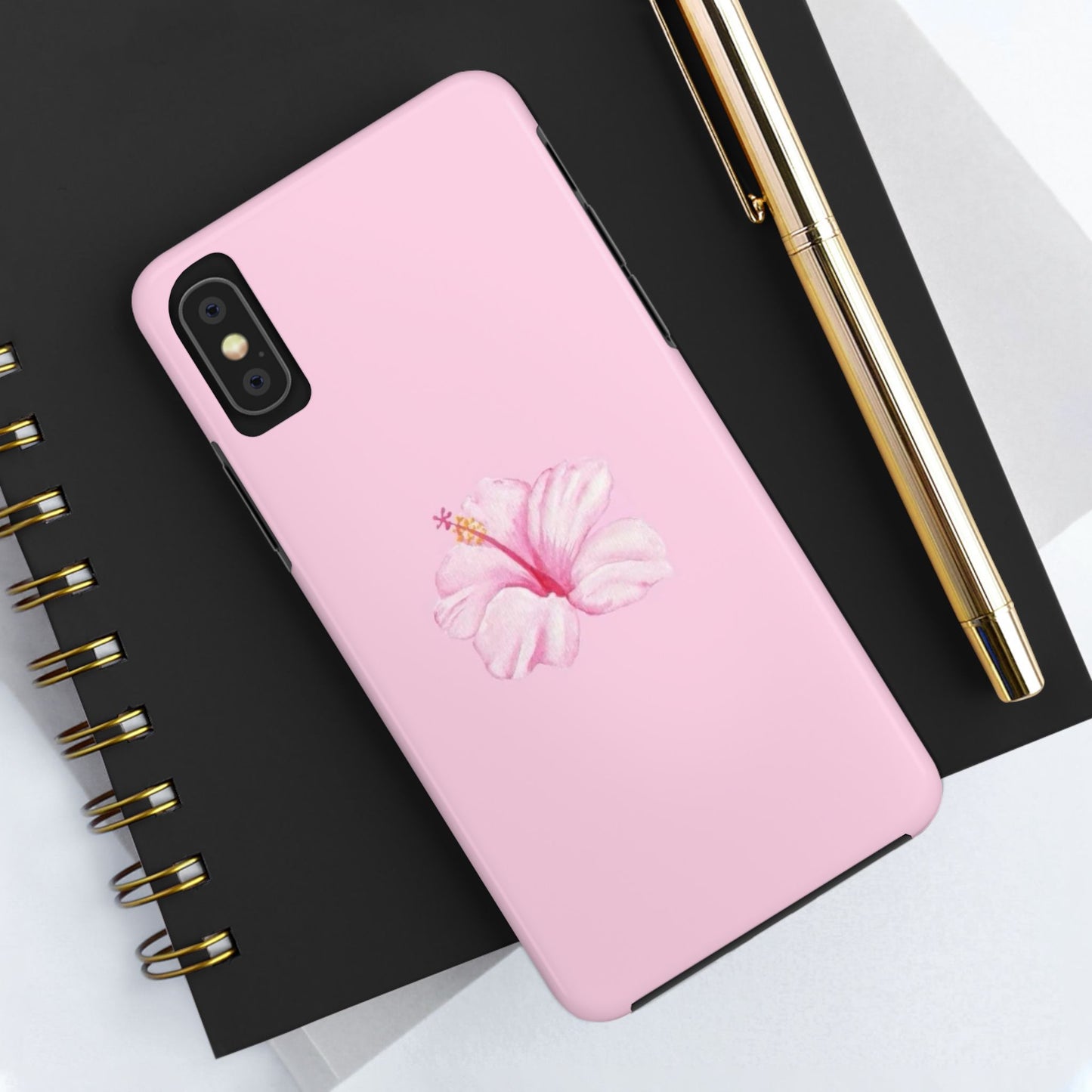 Hibiscus Flower Phone Case, Pink, Tropical, Hawaiin, Clean Girl Aesthetic, Preppy, Glossy Phone Case