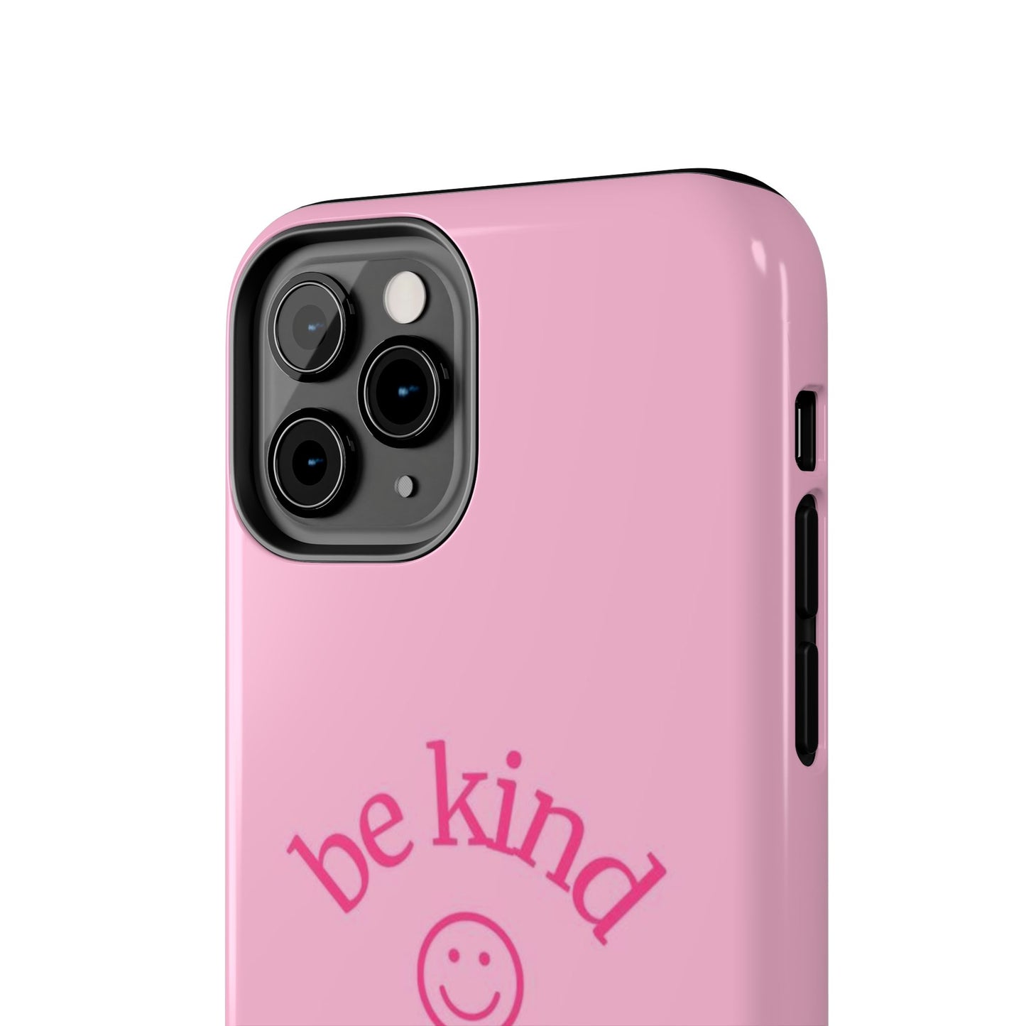 Be Kind Smiley Face Phone Case, Pink, Glossy