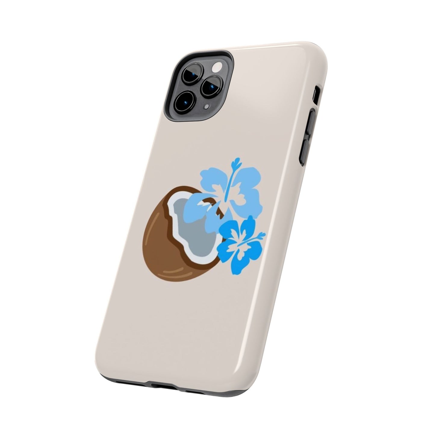 Hawaiian Cute Phone Case, Coconut, Hibiscus, Summery, Tropical, Clean Girl Aesthetic, Preppy, Glossy Phone Case