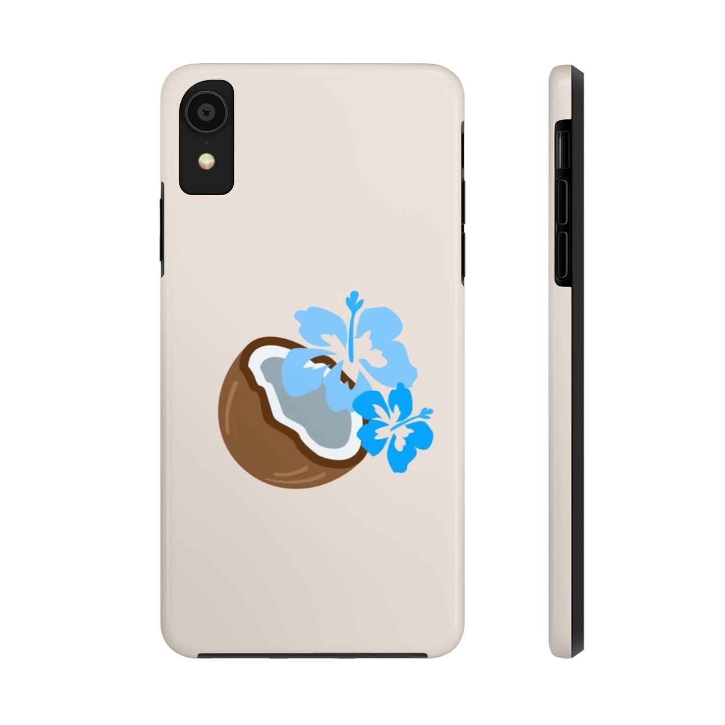 Hawaiian Cute Phone Case, Coconut, Hibiscus, Summery, Tropical, Clean Girl Aesthetic, Preppy, Glossy Phone Case